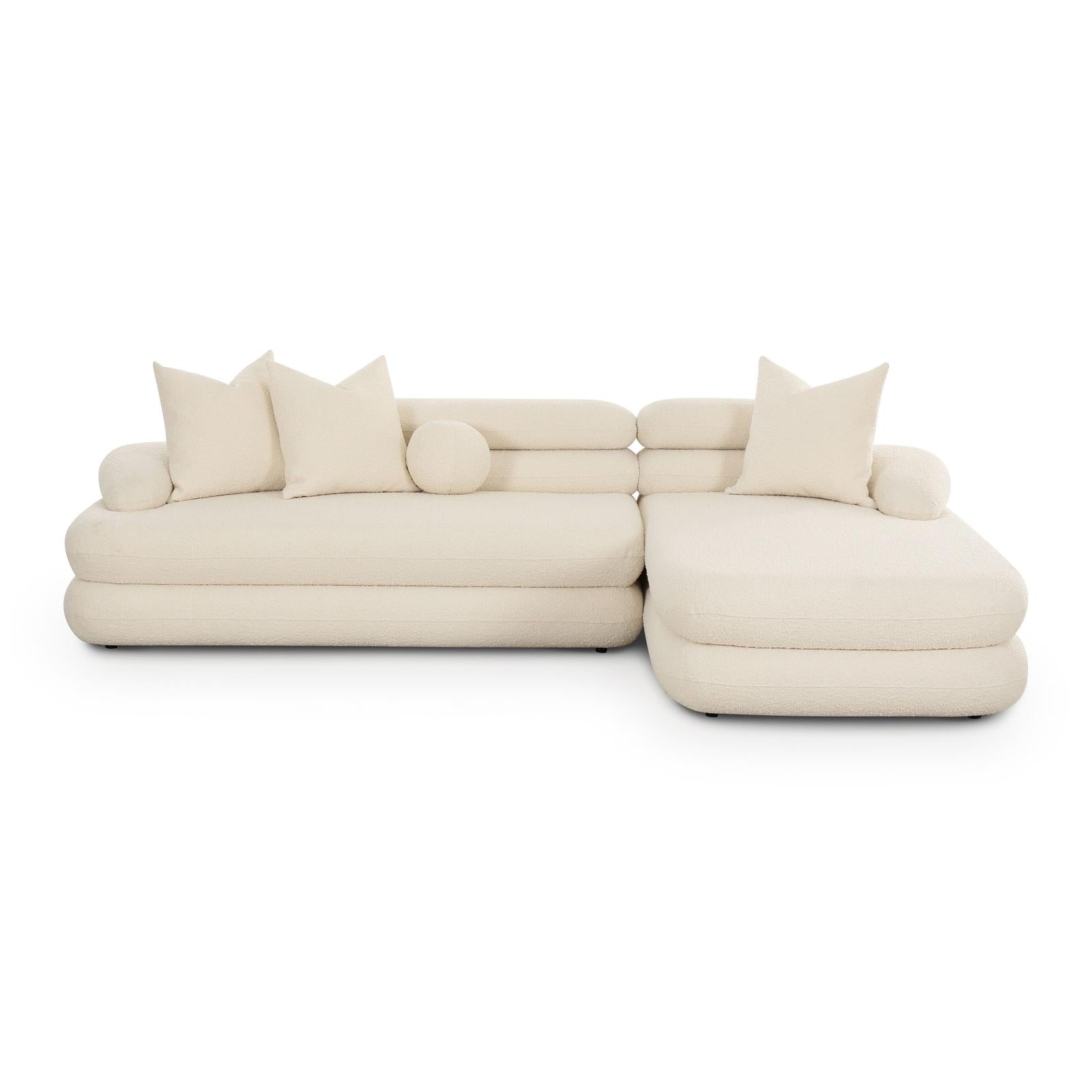 TOV Furniture Lulu 2-Piece Cream Performance Boucle L-Shaped Sectional