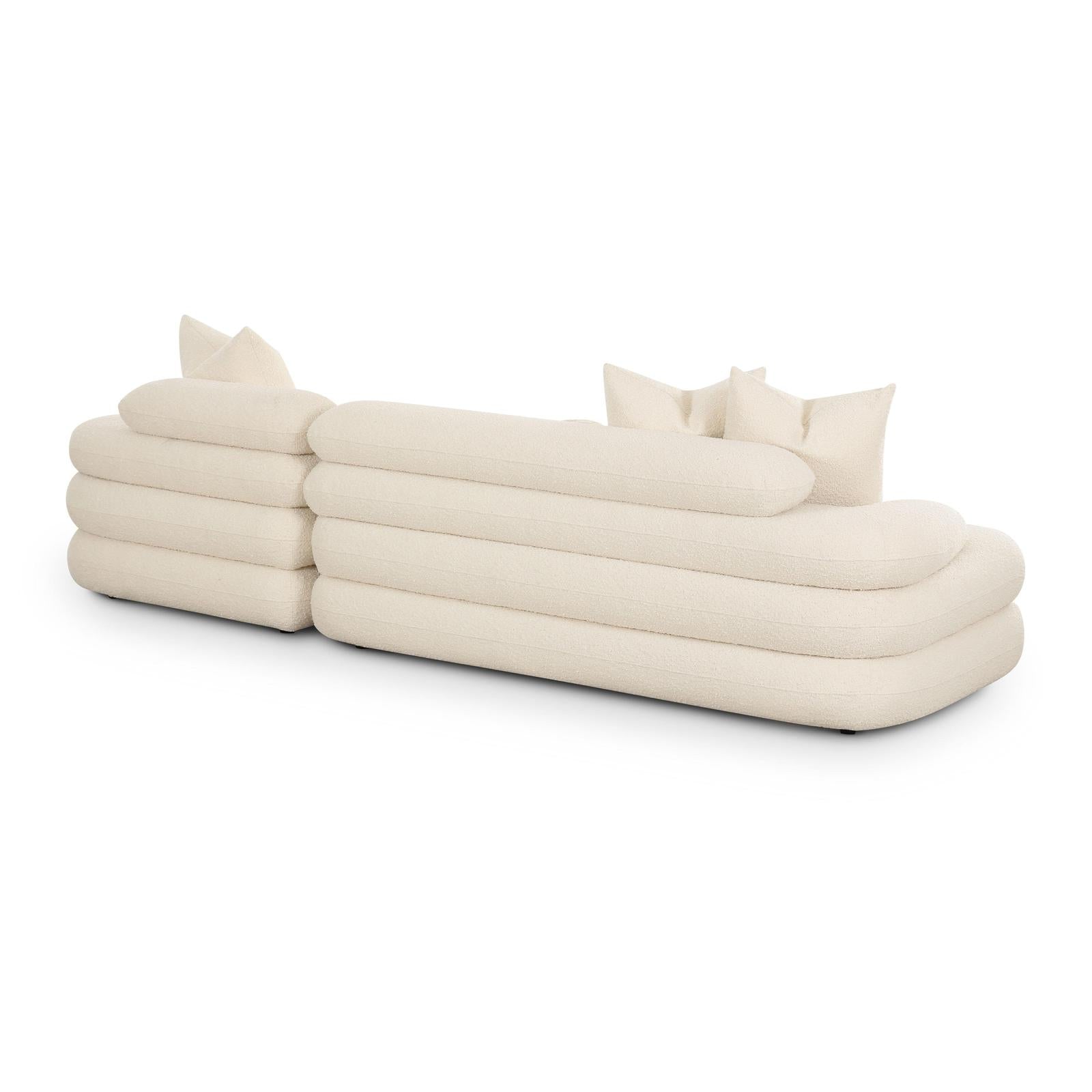 TOV Furniture Lulu 2-Piece Cream Performance Boucle L-Shaped Sectional