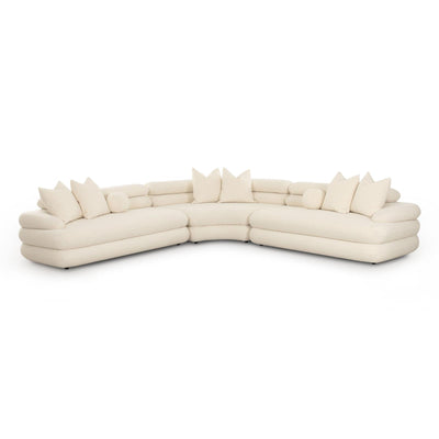 TOV Furniture Lulu 3-Piece Cream Performance Boucle Modular Curved L-Sectional