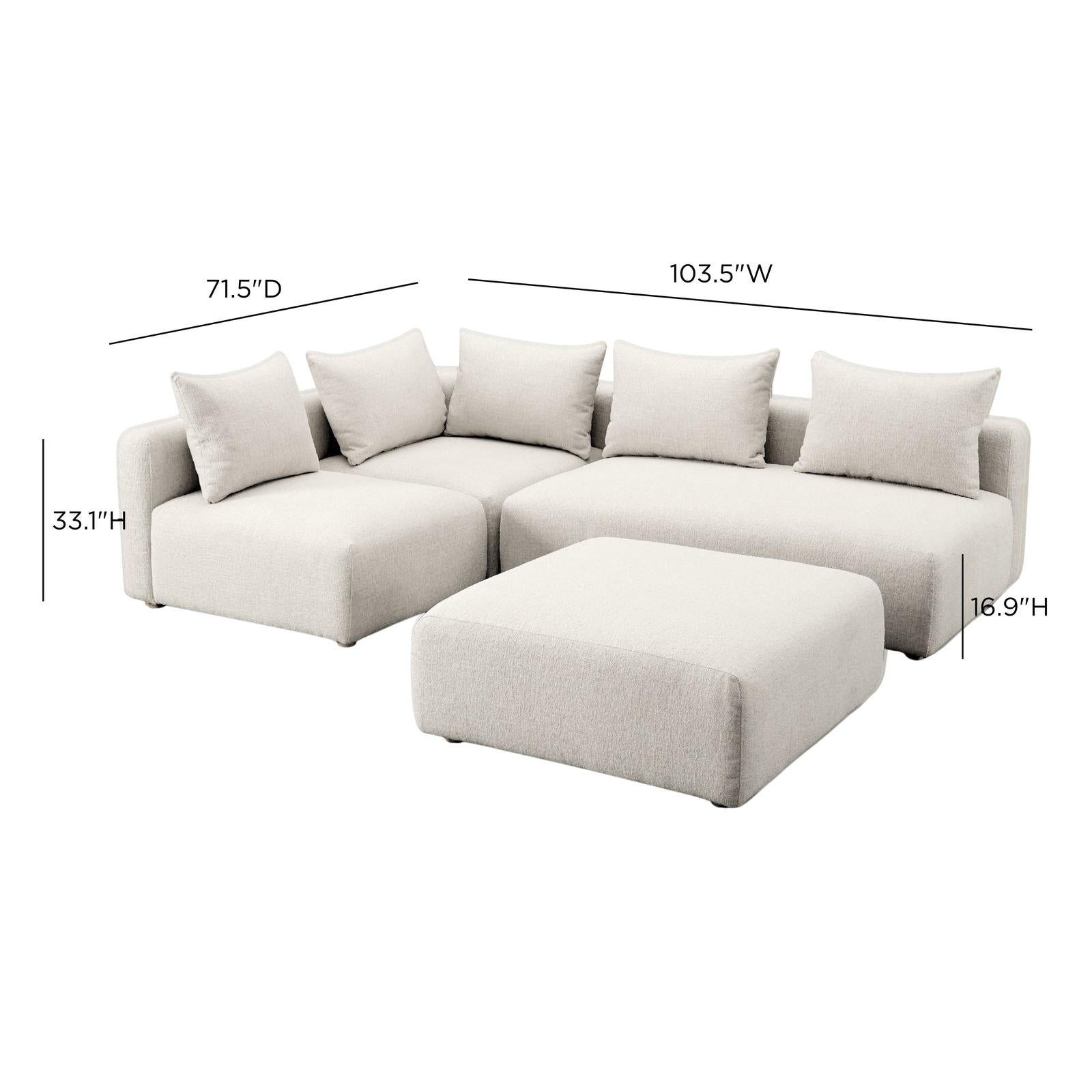 TOV Furniture Hangover 4-Piece Modular Chaise Sectional