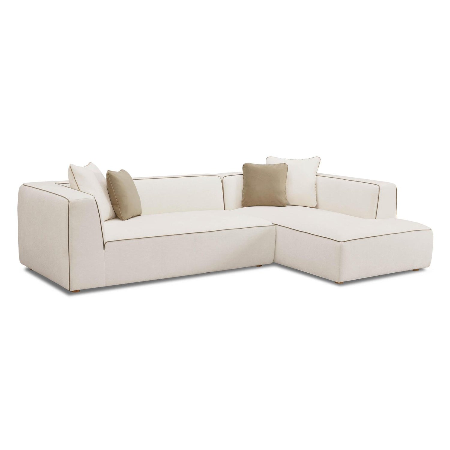 TOV Furniture Tristine 2-Piece Cream Contract-Grade Linen L-Shaped Sectional