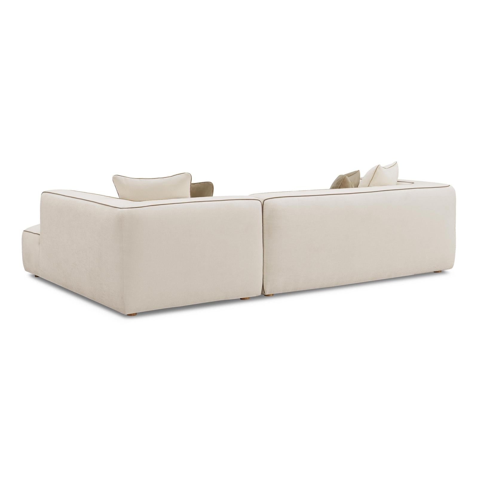 TOV Furniture Tristine 2-Piece Cream Contract-Grade Linen L-Shaped Sectional