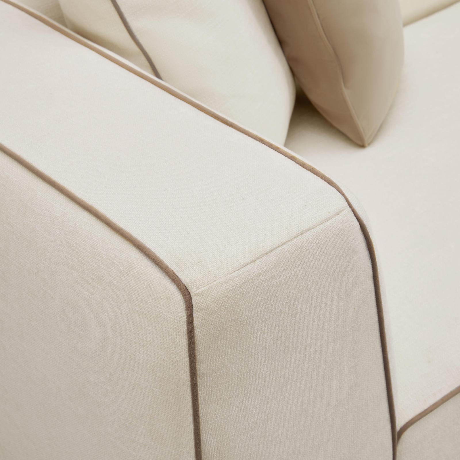 TOV Furniture Tristine 2-Piece Cream Contract-Grade Linen L-Shaped Sectional