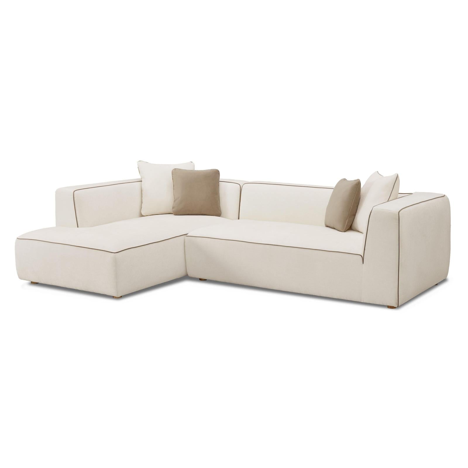 TOV Furniture Tristine 2-Piece Cream Contract-Grade Linen L-Shaped Sectional