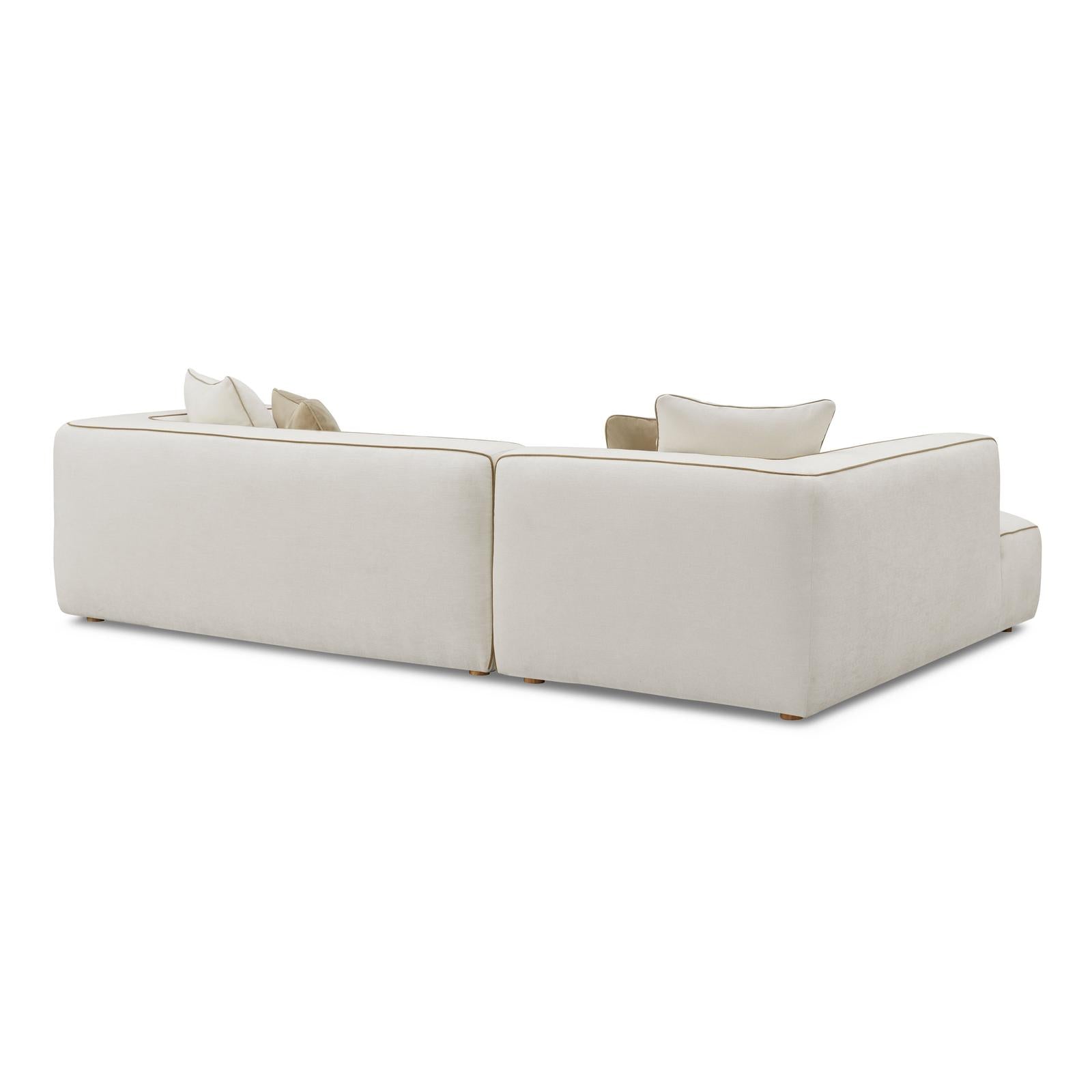 TOV Furniture Tristine 2-Piece Cream Contract-Grade Linen L-Shaped Sectional