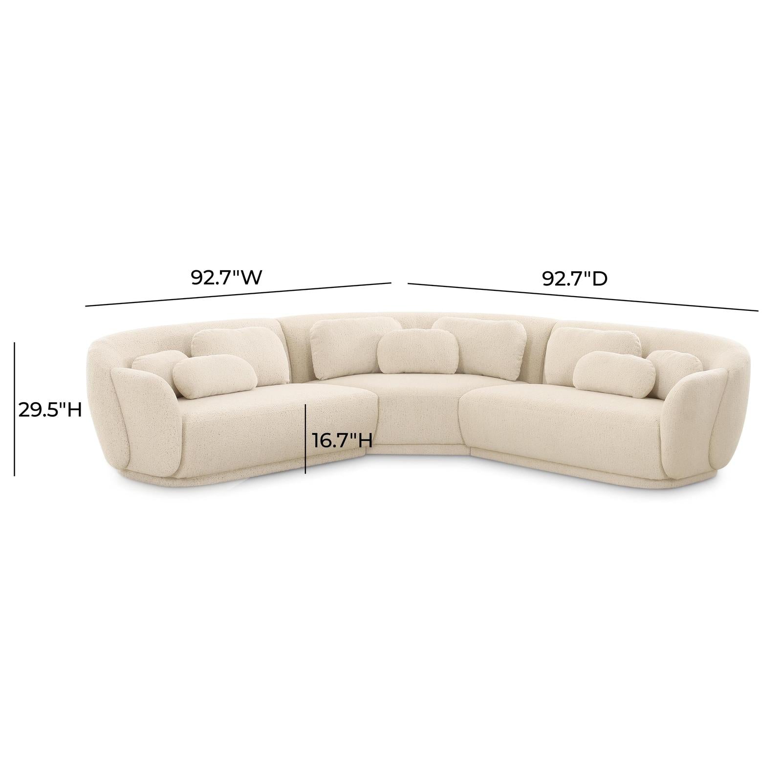 TOV Furniture Misty 3-Piece Cream Performance Boucle Modular L-Sectional