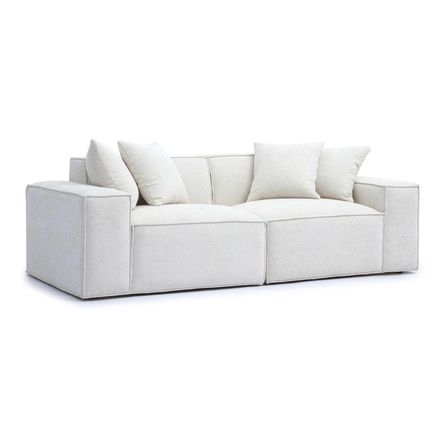 TOV Furniture Mindy 84" Performance Chenille Basketweave Modular Loveseat