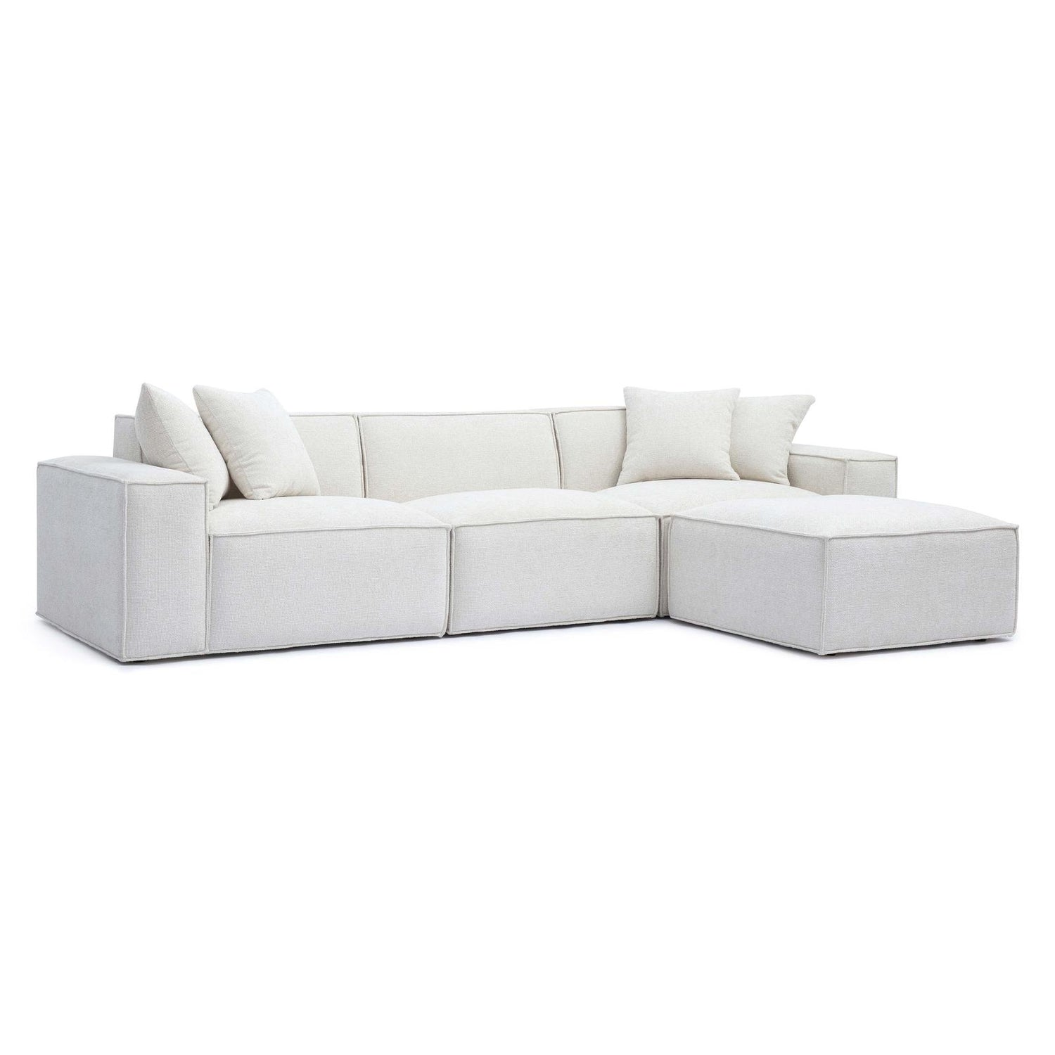 TOV Furniture Mindy 4-Piece Performance Chenille Basketweave Modular Sectional