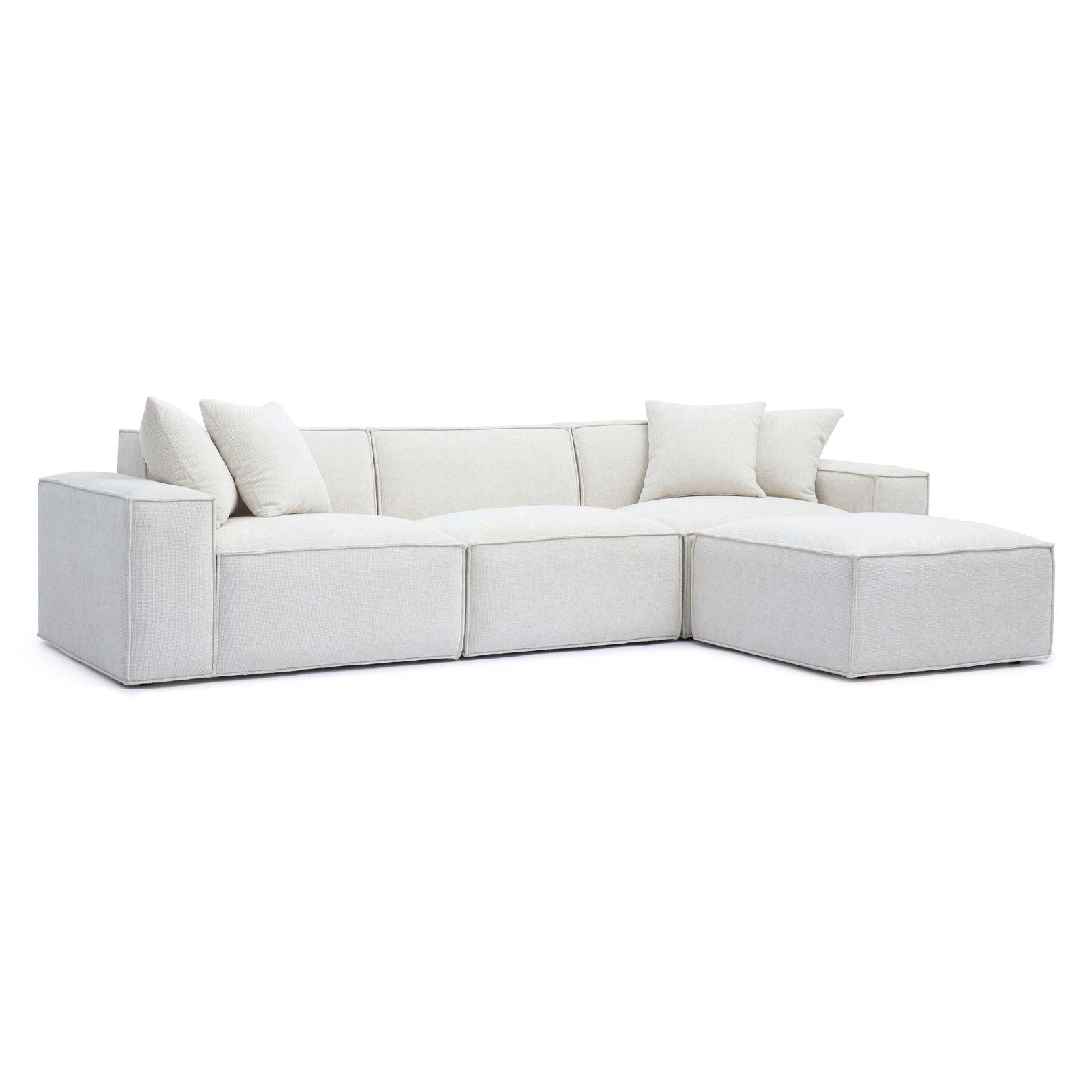 TOV Furniture Mindy 4-Piece Performance Chenille Basketweave Modular Sectional