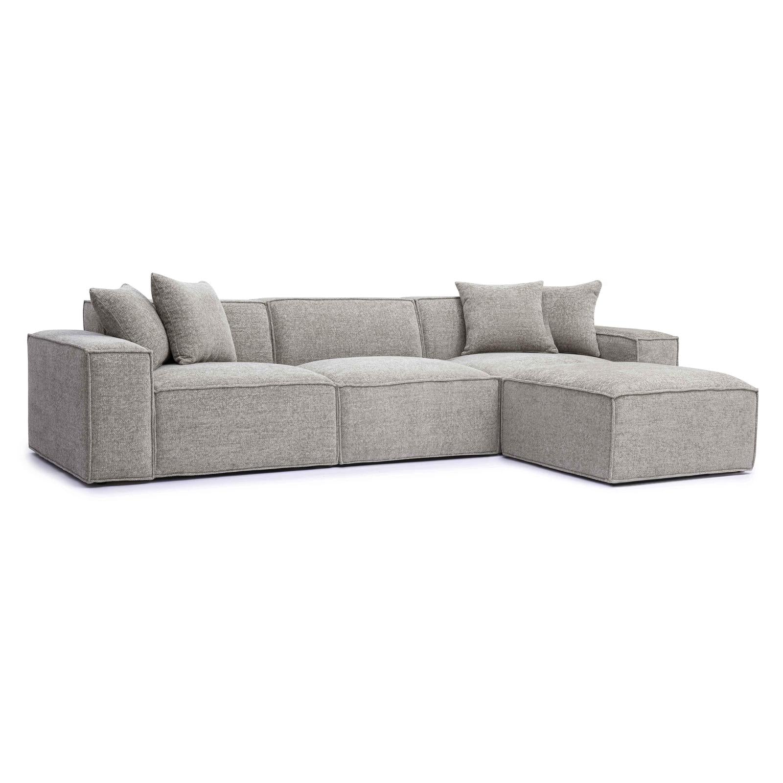 TOV Furniture Mindy 4-Piece Performance Chenille Basketweave Modular Sectional