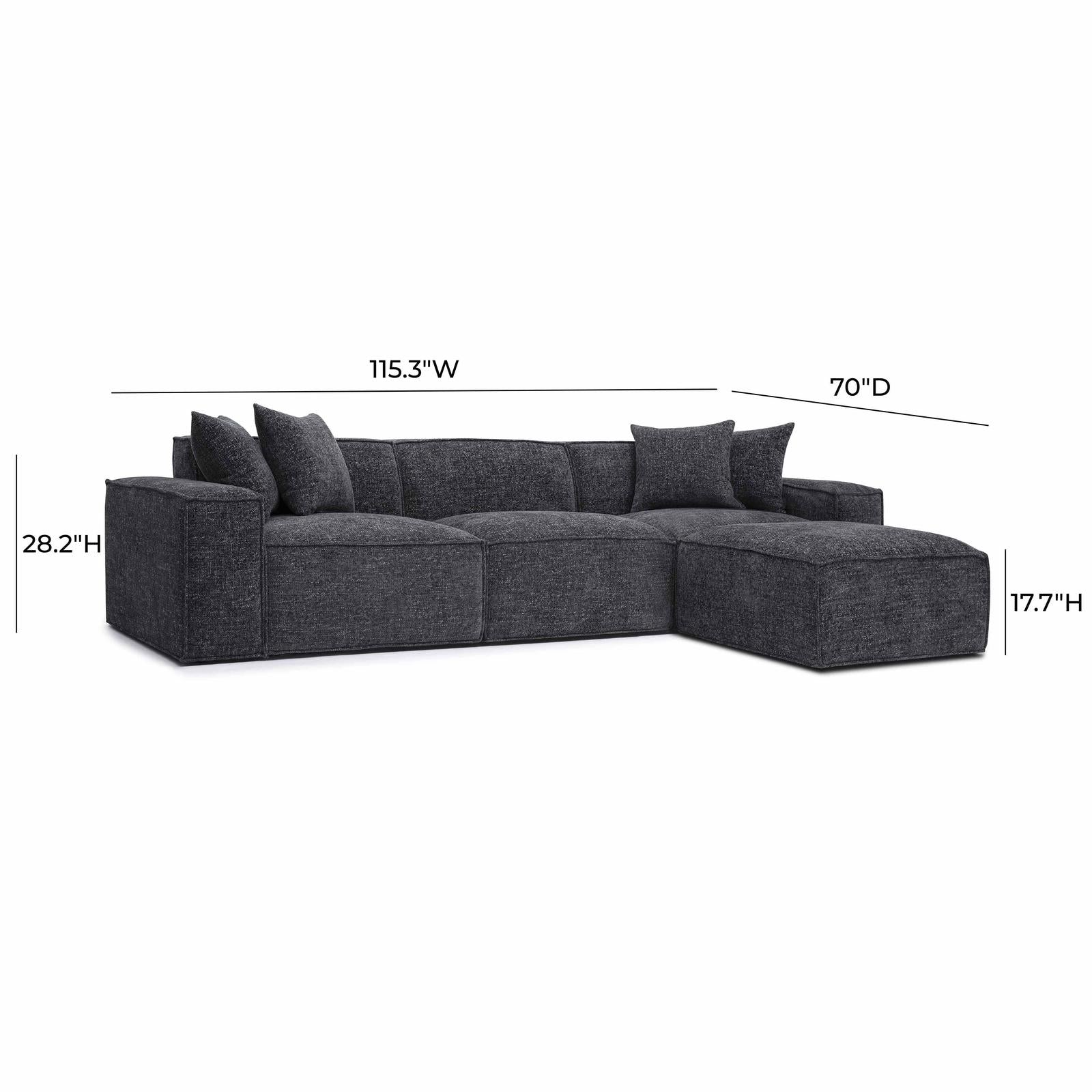 TOV Furniture Mindy 4-Piece Performance Chenille Basketweave Modular Sectional