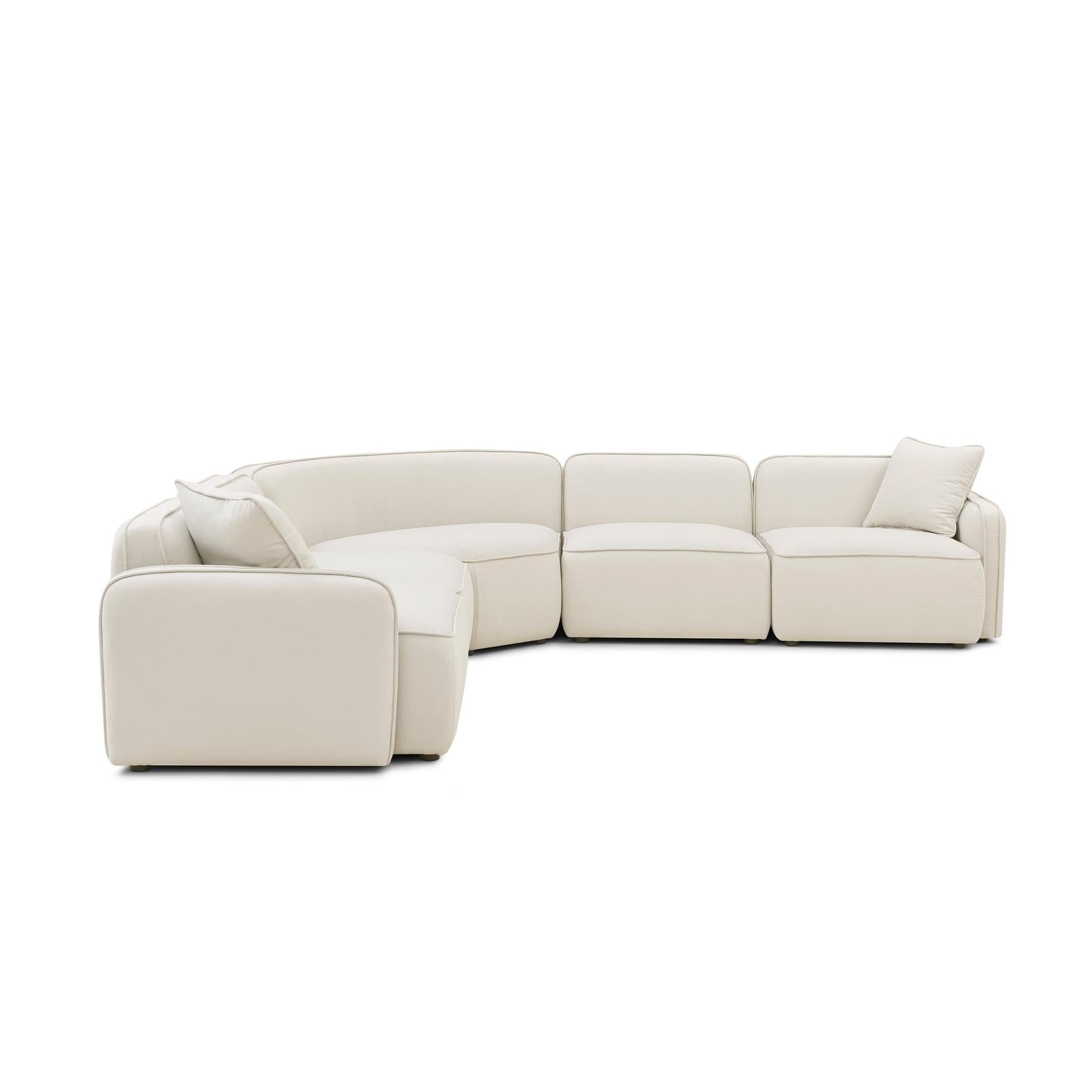 TOV Furniture Travie 5-Piece Sand Upcycled Performance Linen Modular Large L-Sectional