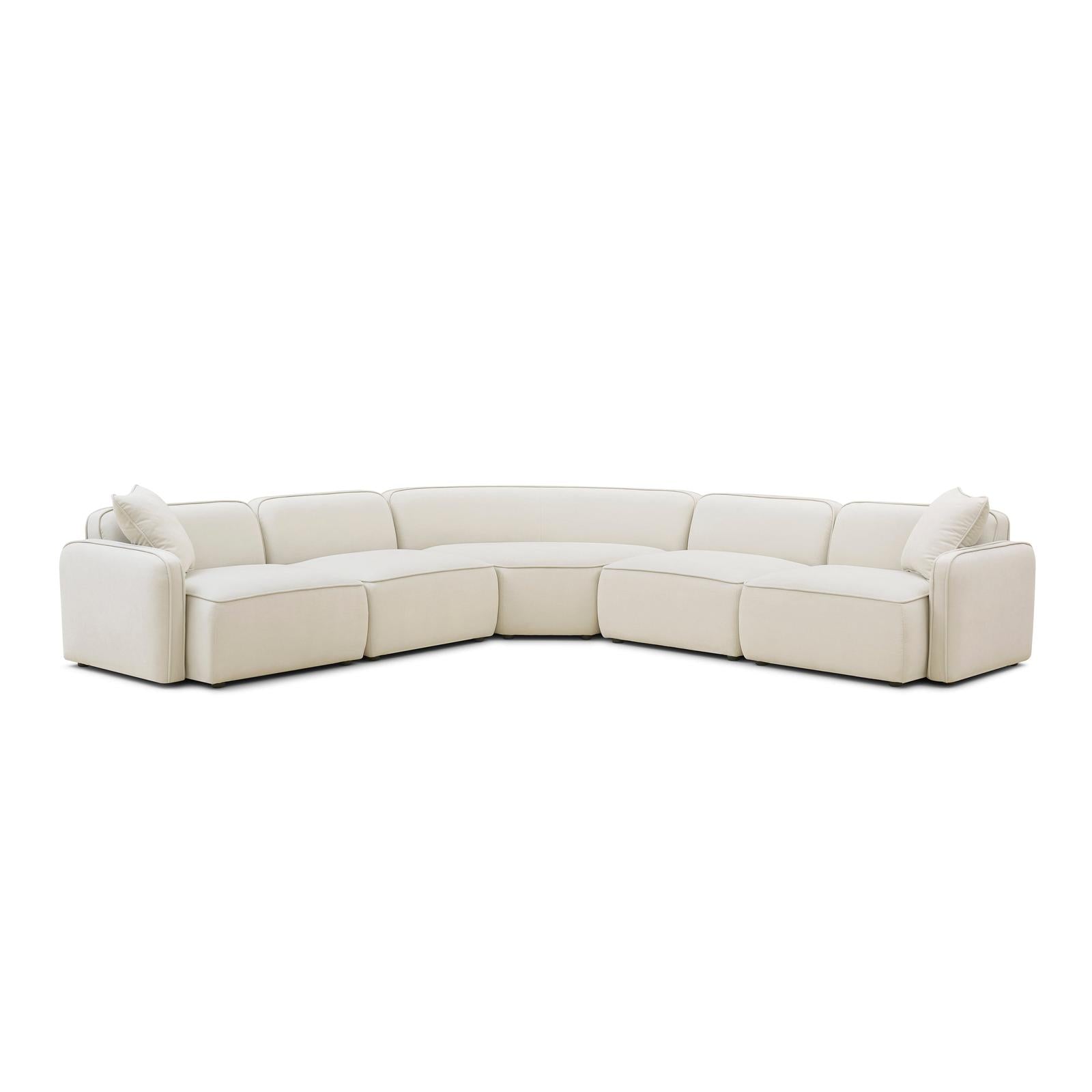 TOV Furniture Travie 5-Piece Sand Upcycled Performance Linen Modular Large L-Sectional