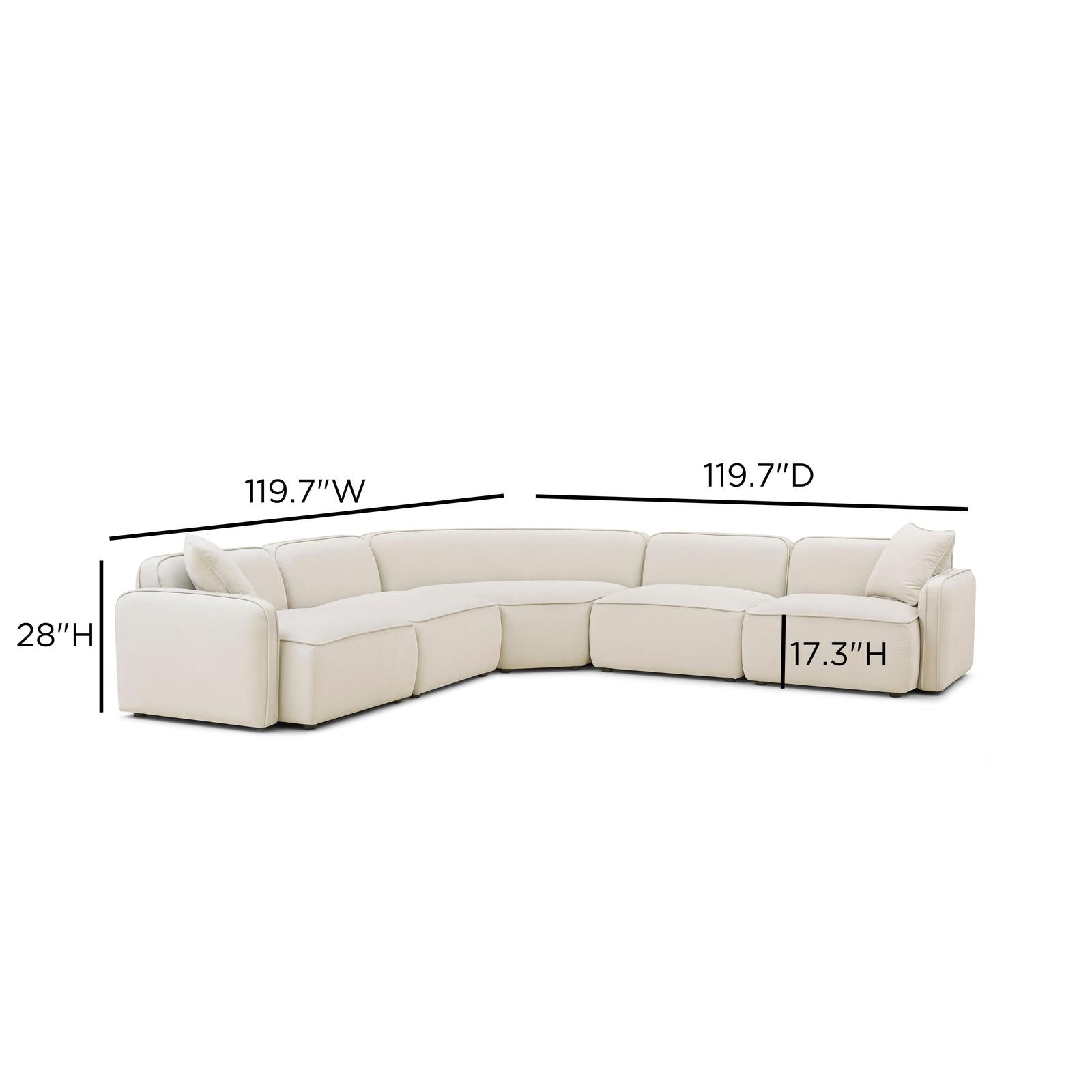 TOV Furniture Travie 5-Piece Sand Upcycled Performance Linen Modular Large L-Sectional