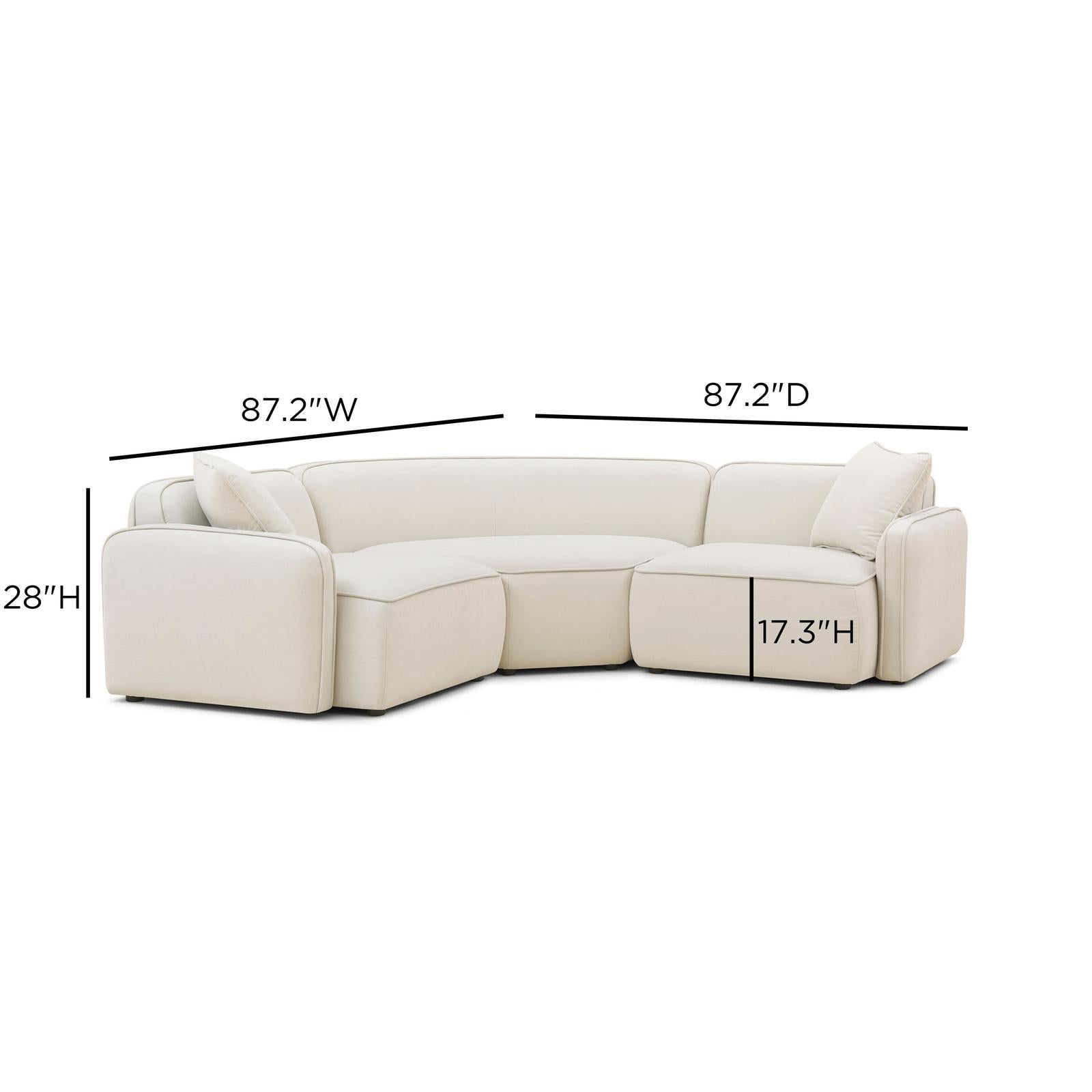 TOV Furniture Travie 3-Piece Sand Upcycled Performance Linen Modular L-Sectional