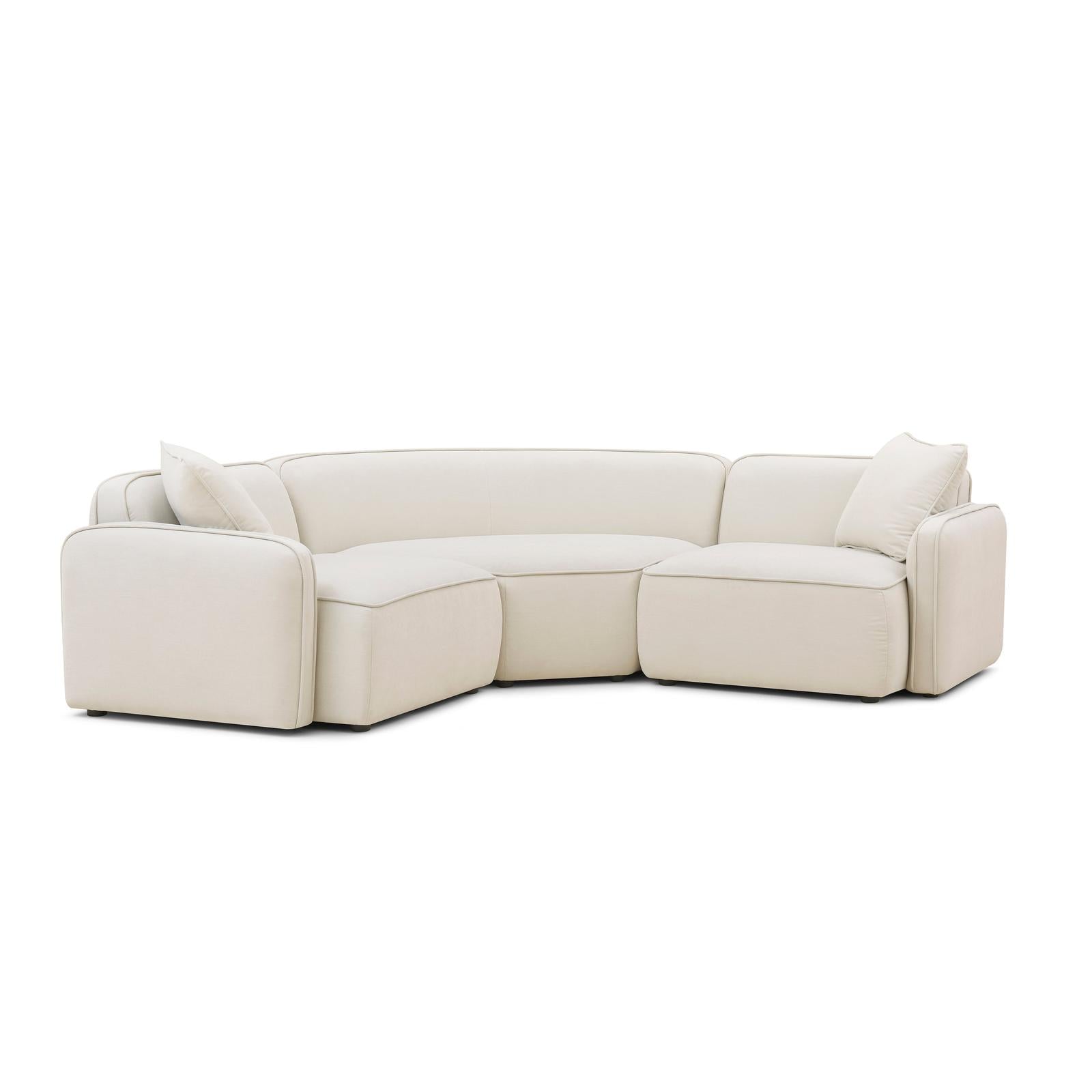 TOV Furniture Travie 3-Piece Sand Upcycled Performance Linen Modular L-Sectional