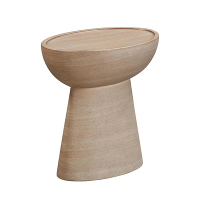 TOV Furniture Eclipse Textured Faux Travertine Indoor / Outdoor Side Table