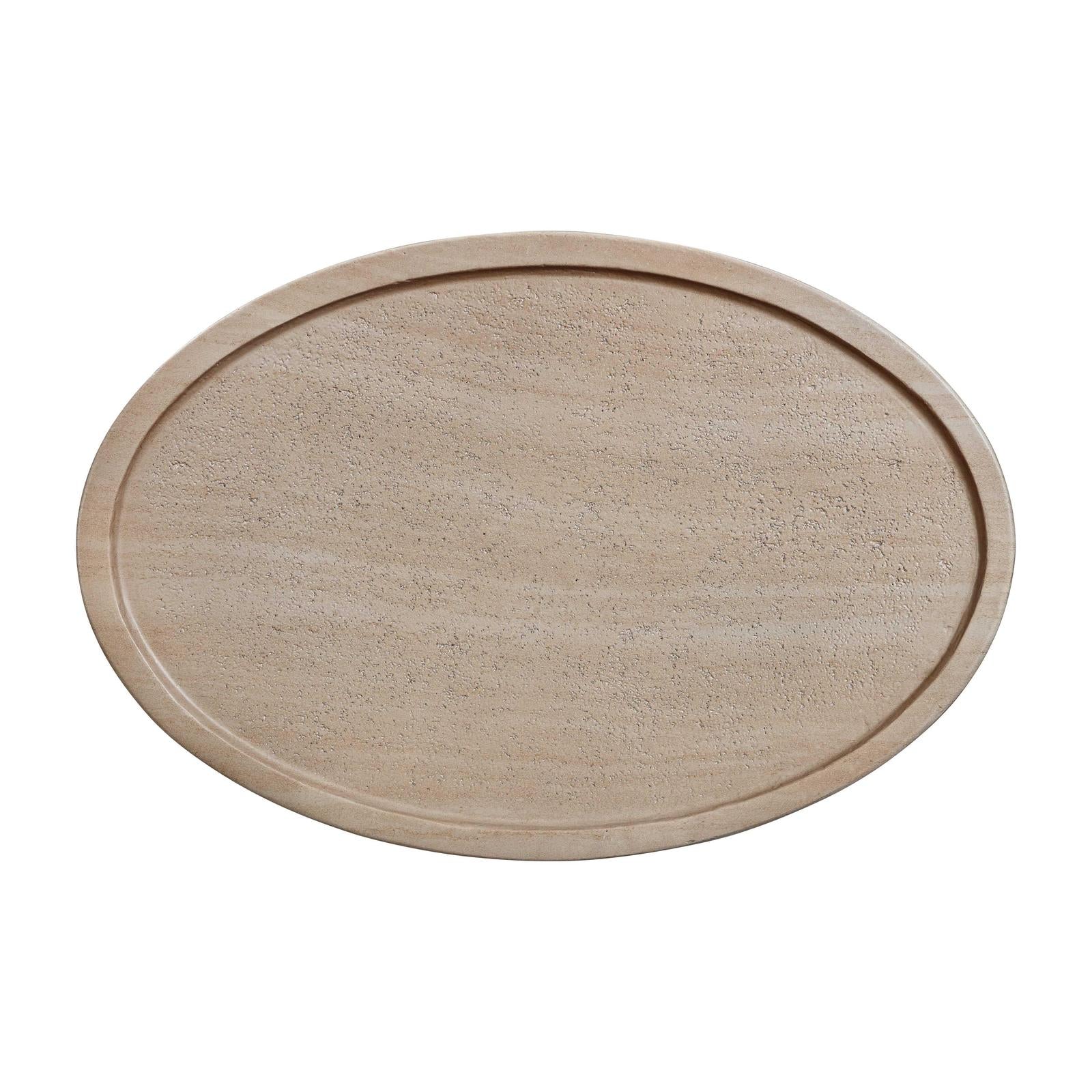 TOV Furniture Eclipse Textured Faux Travertine Indoor / Outdoor Side Table