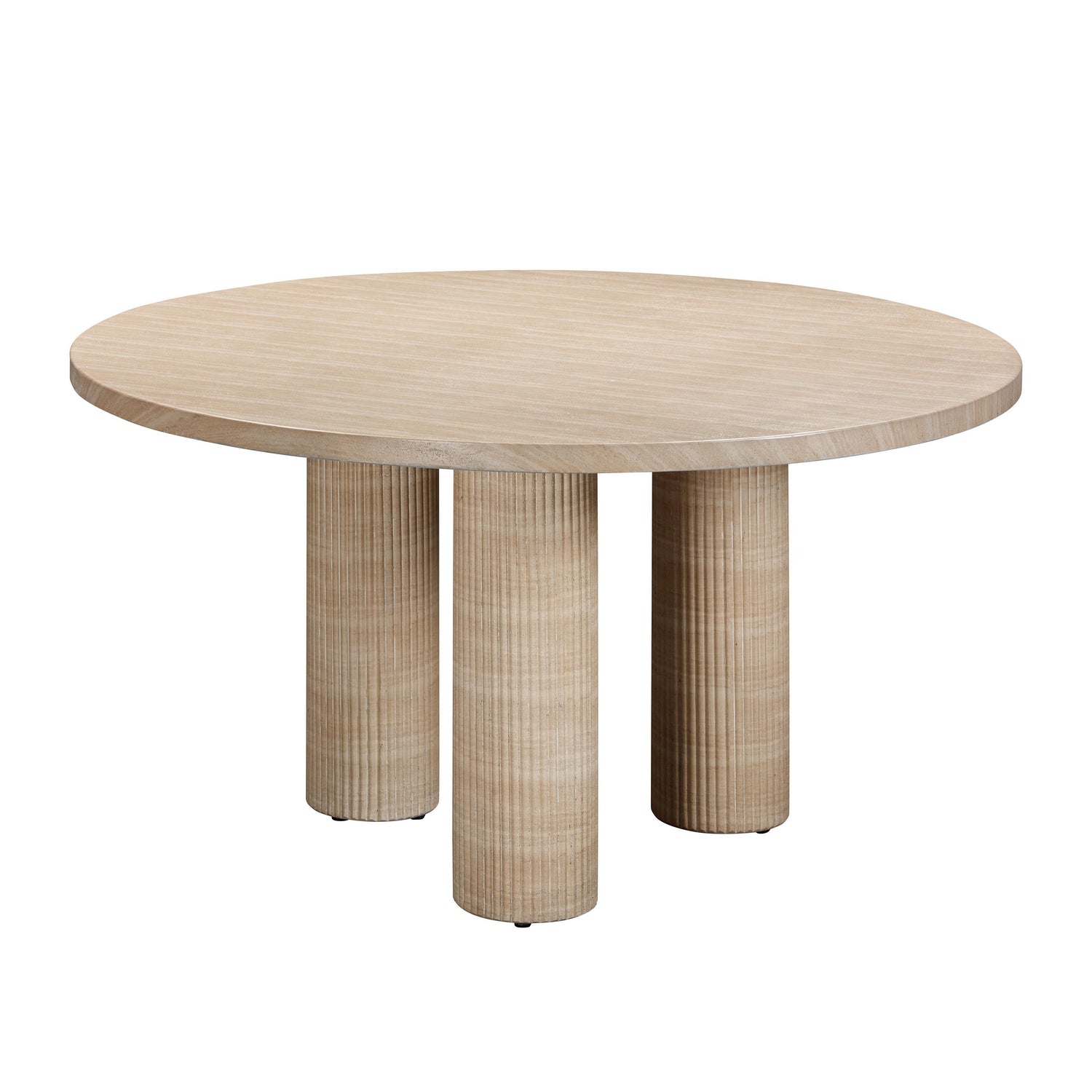 TOV Furniture Patti Textured Faux Travertine Indoor / Outdoor Round Dining Table
