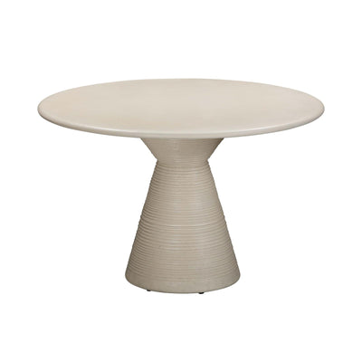 TOV Furniture Fern Beige Textured Faux Plaster Concrete Indoor / Outdoor Round Dining Table