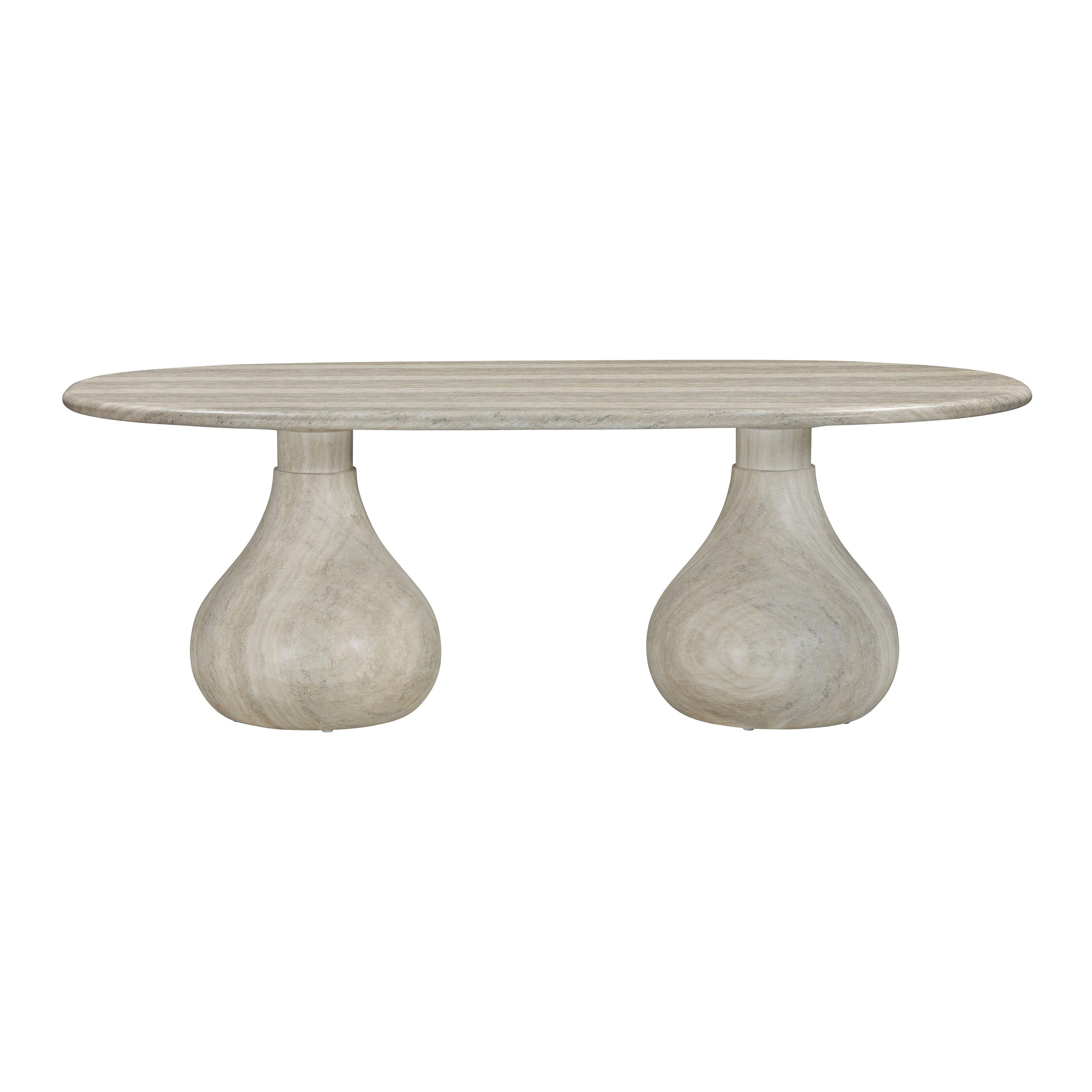 TOV Furniture Smooch Faux Travertine Indoor / Outdoor Pedestal Dining Table