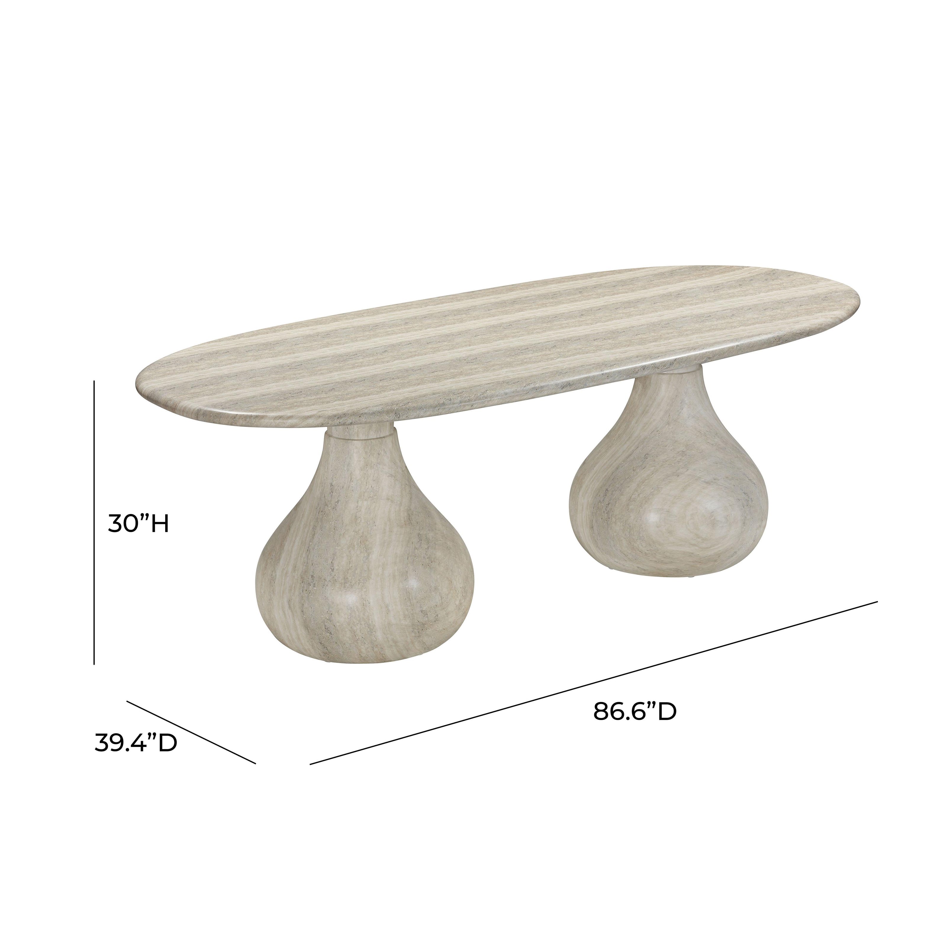TOV Furniture Smooch Faux Travertine Indoor / Outdoor Pedestal Dining Table