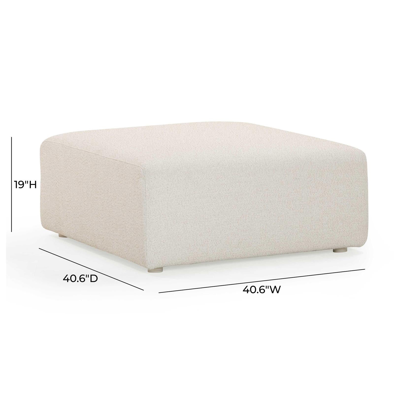 TOV Furniture Hangover Cream Performance Fabric Outdoor Ottoman