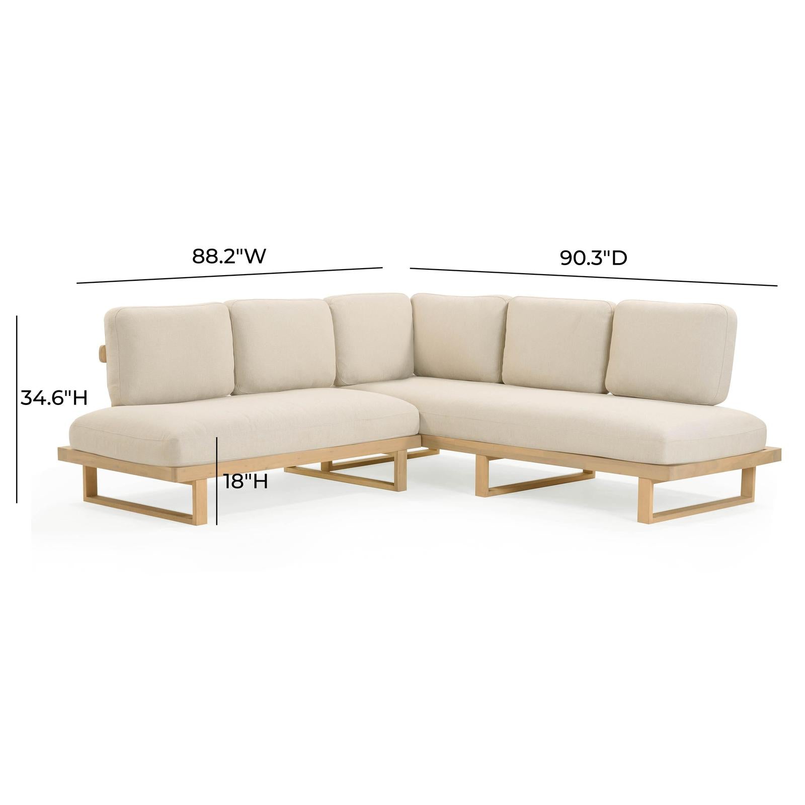 TOV Furniture Evan 2-Piece Cream Performance Fabric Outdoor L-Shaped Sectional