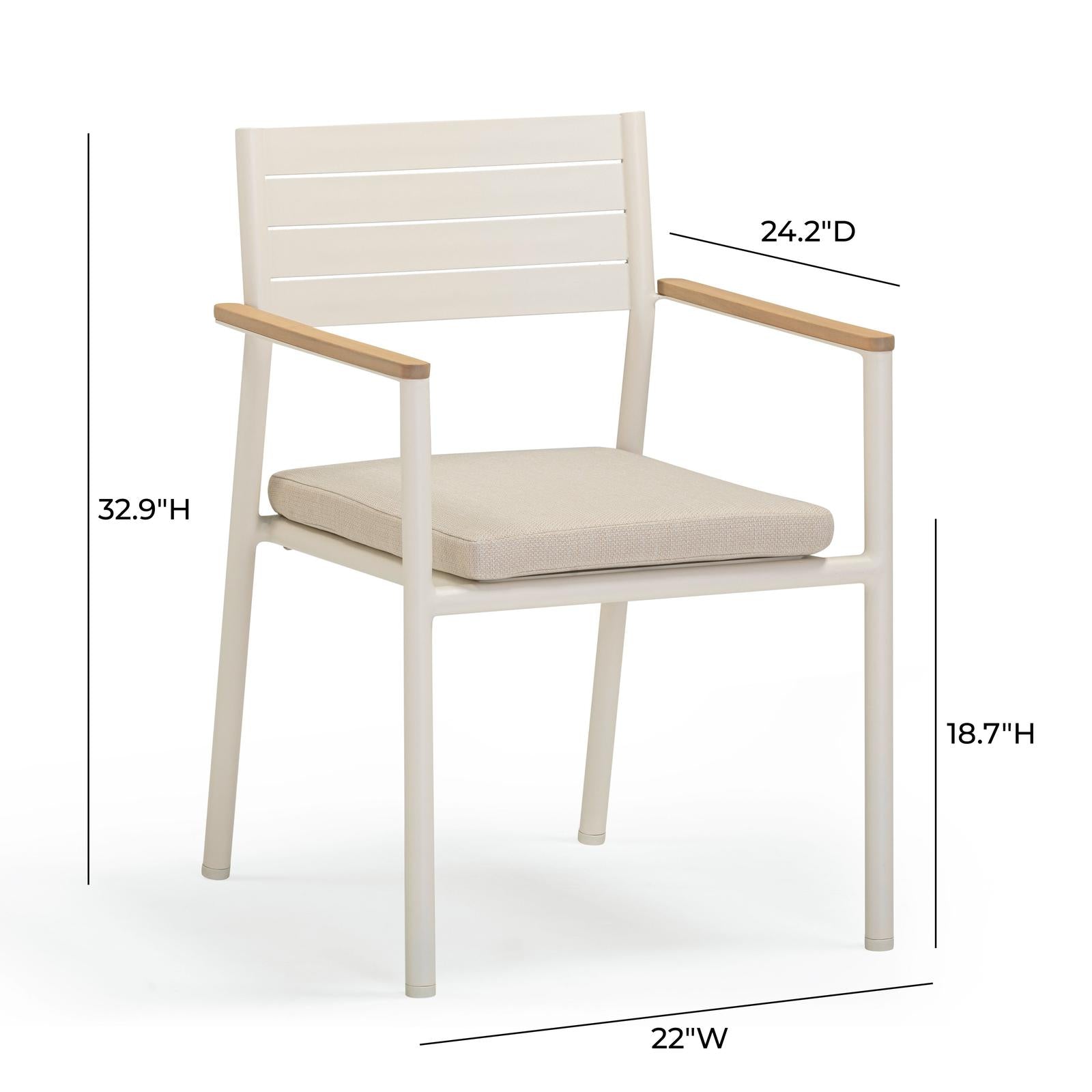 TOV Furniture Sardinia Cream Performance Fabric Outdoor Dining Chair - Set of 2