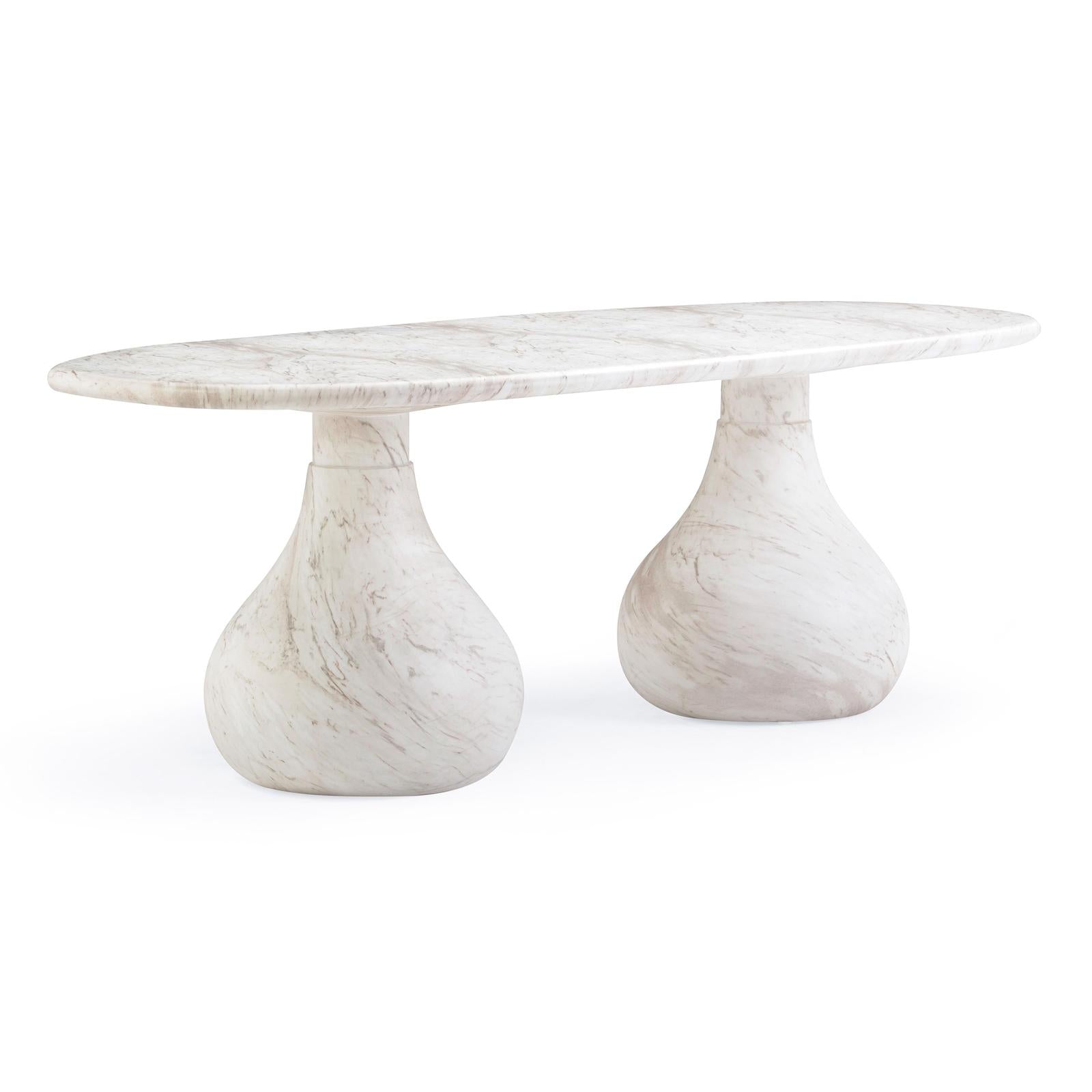TOV Furniture Smooch Faux Travertine Indoor / Outdoor Pedestal Dining Table