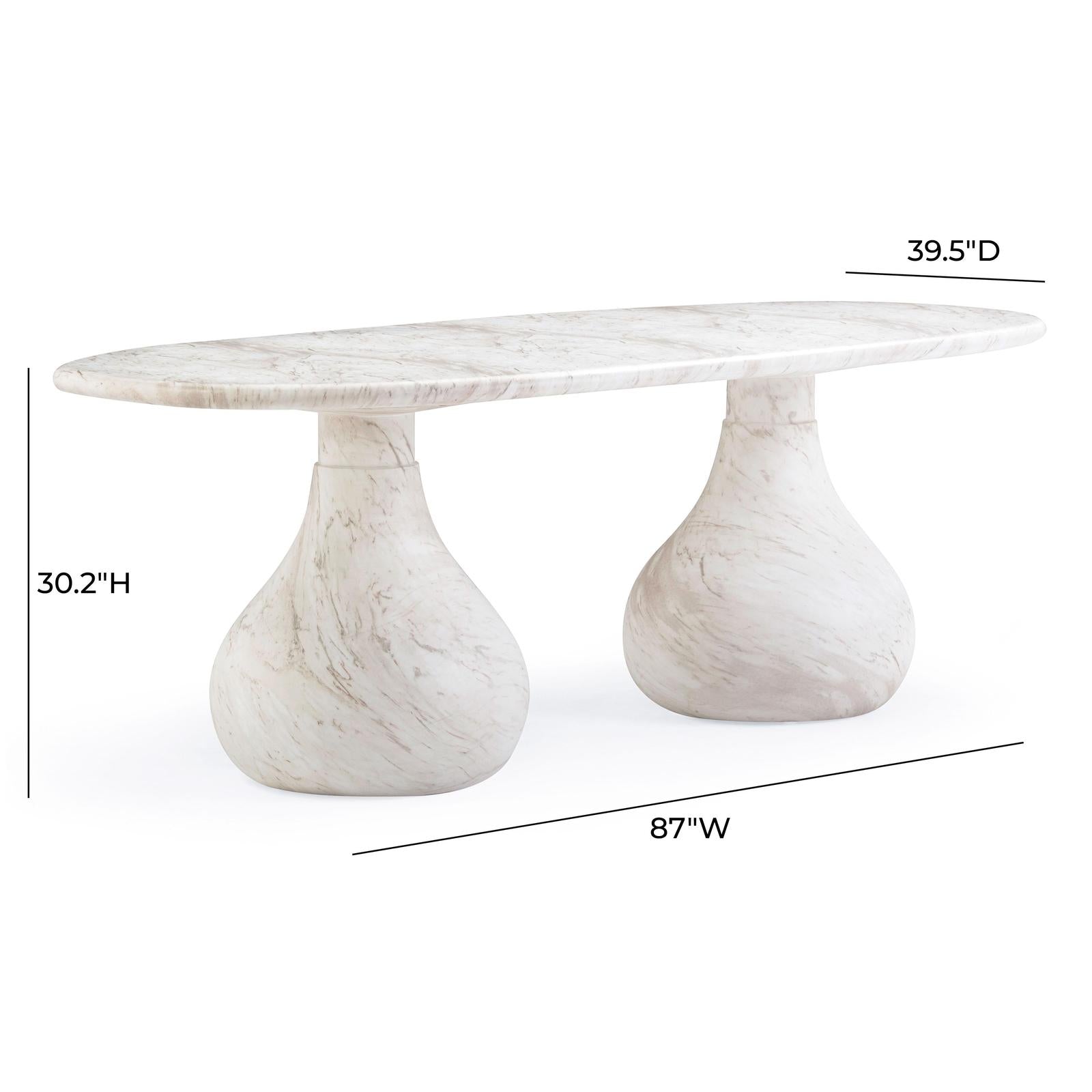 TOV Furniture Smooch Faux Travertine Indoor / Outdoor Pedestal Dining Table