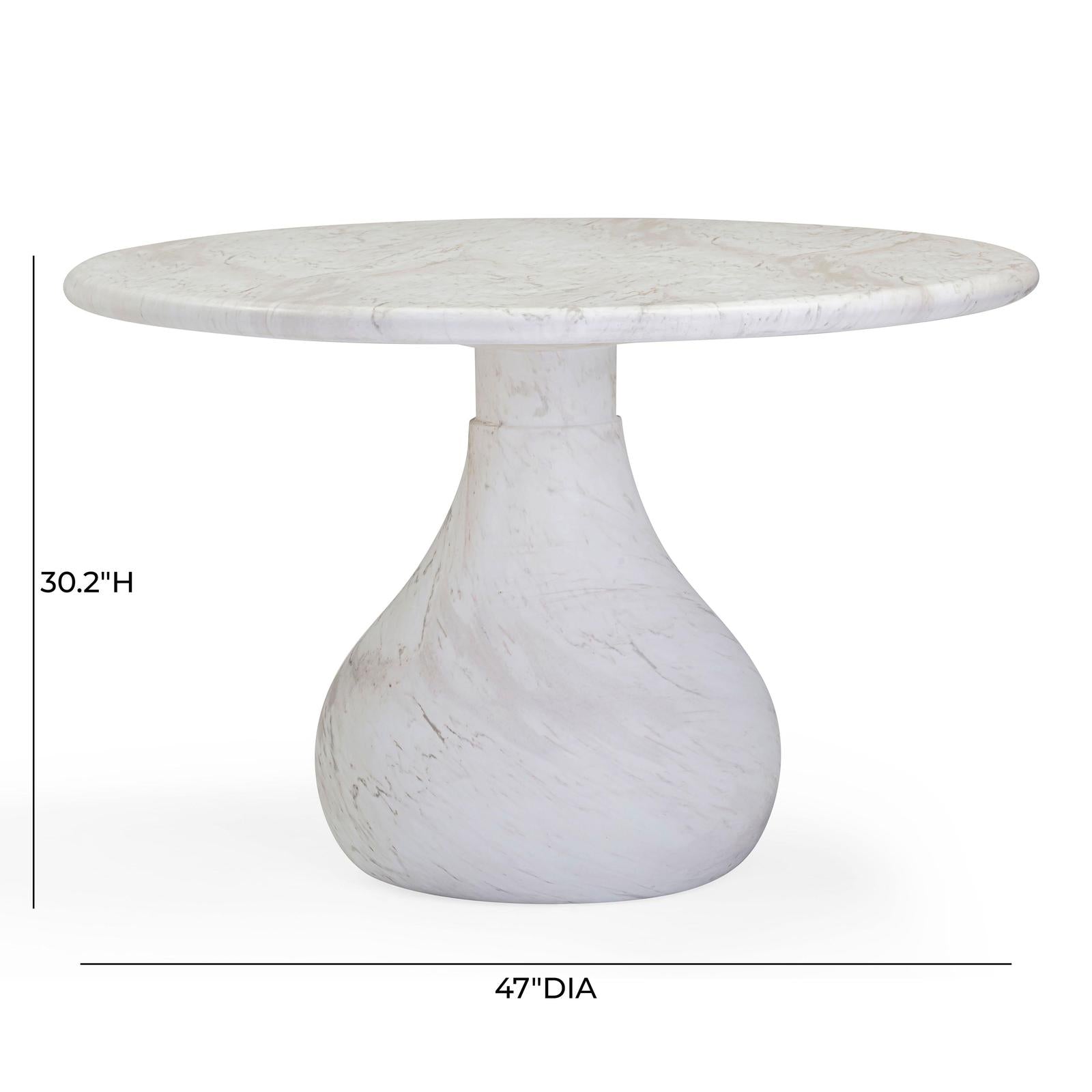 TOV Furniture Smooch Faux Travertine Indoor / Outdoor Pedestal Dining Table