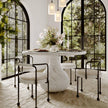 TOV Furniture Smooch Faux Travertine Indoor / Outdoor Pedestal Dining Table