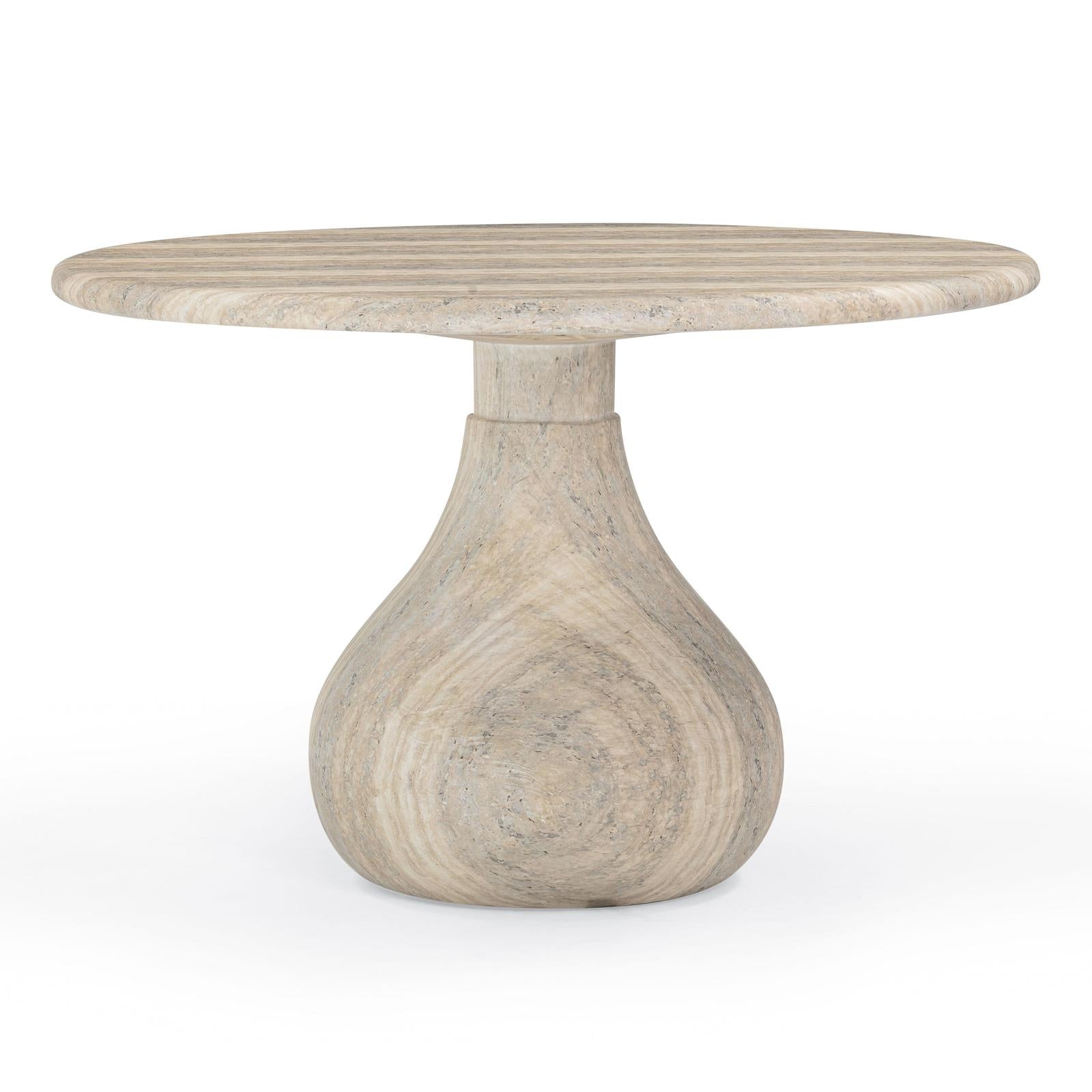 TOV Furniture Smooch Faux Travertine Indoor / Outdoor Pedestal Dining Table