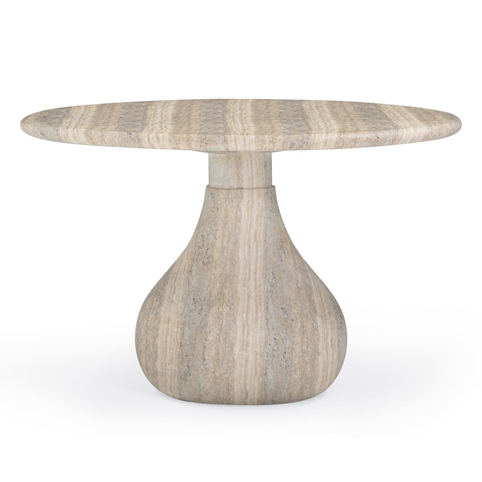 TOV Furniture Smooch Faux Travertine Indoor / Outdoor Pedestal Dining Table