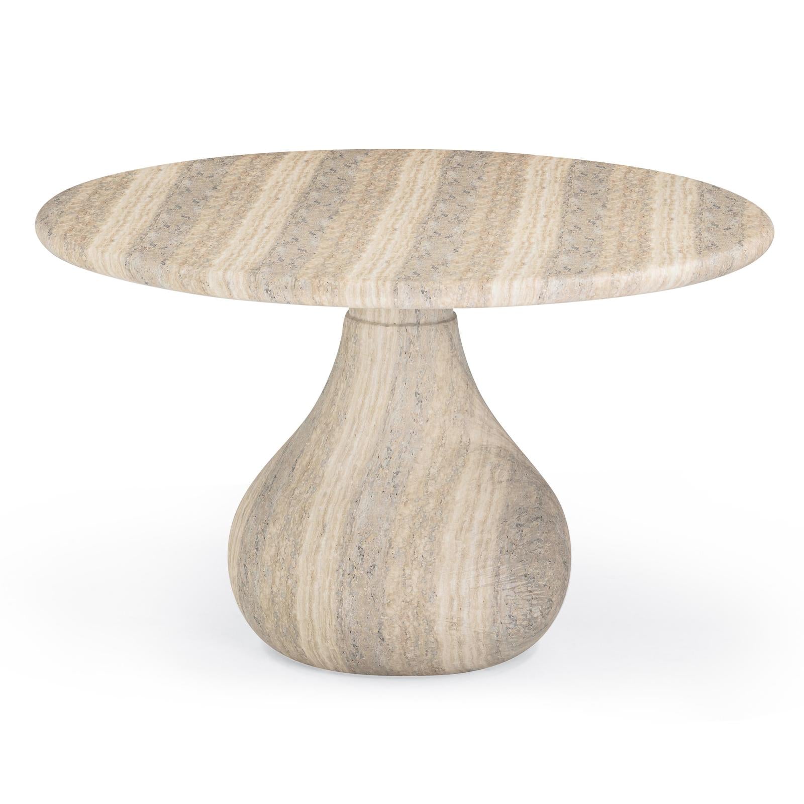 TOV Furniture Smooch Faux Travertine Indoor / Outdoor Pedestal Dining Table