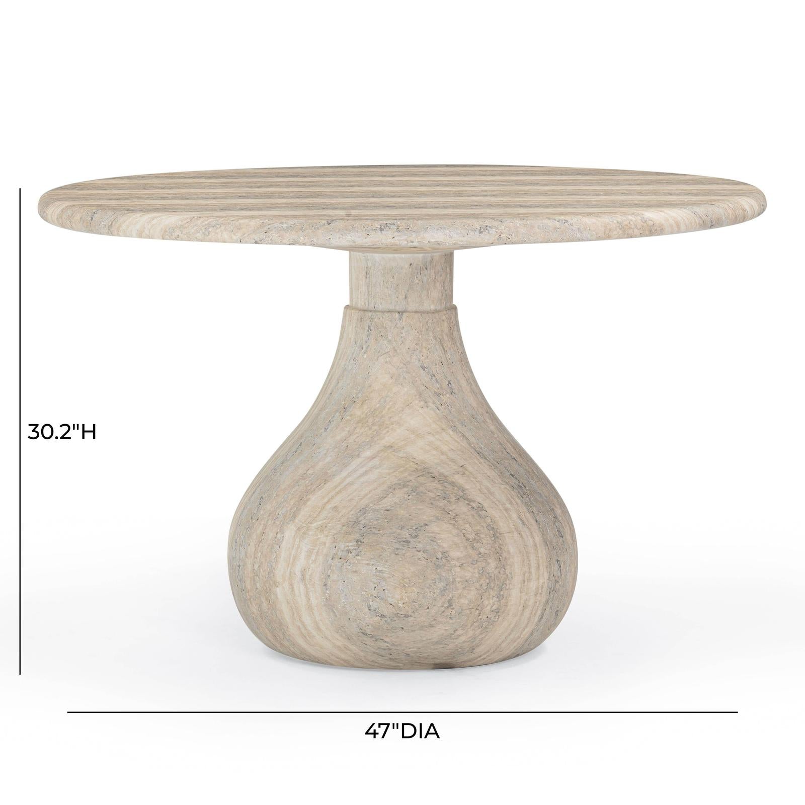 TOV Furniture Smooch Faux Travertine Indoor / Outdoor Pedestal Dining Table