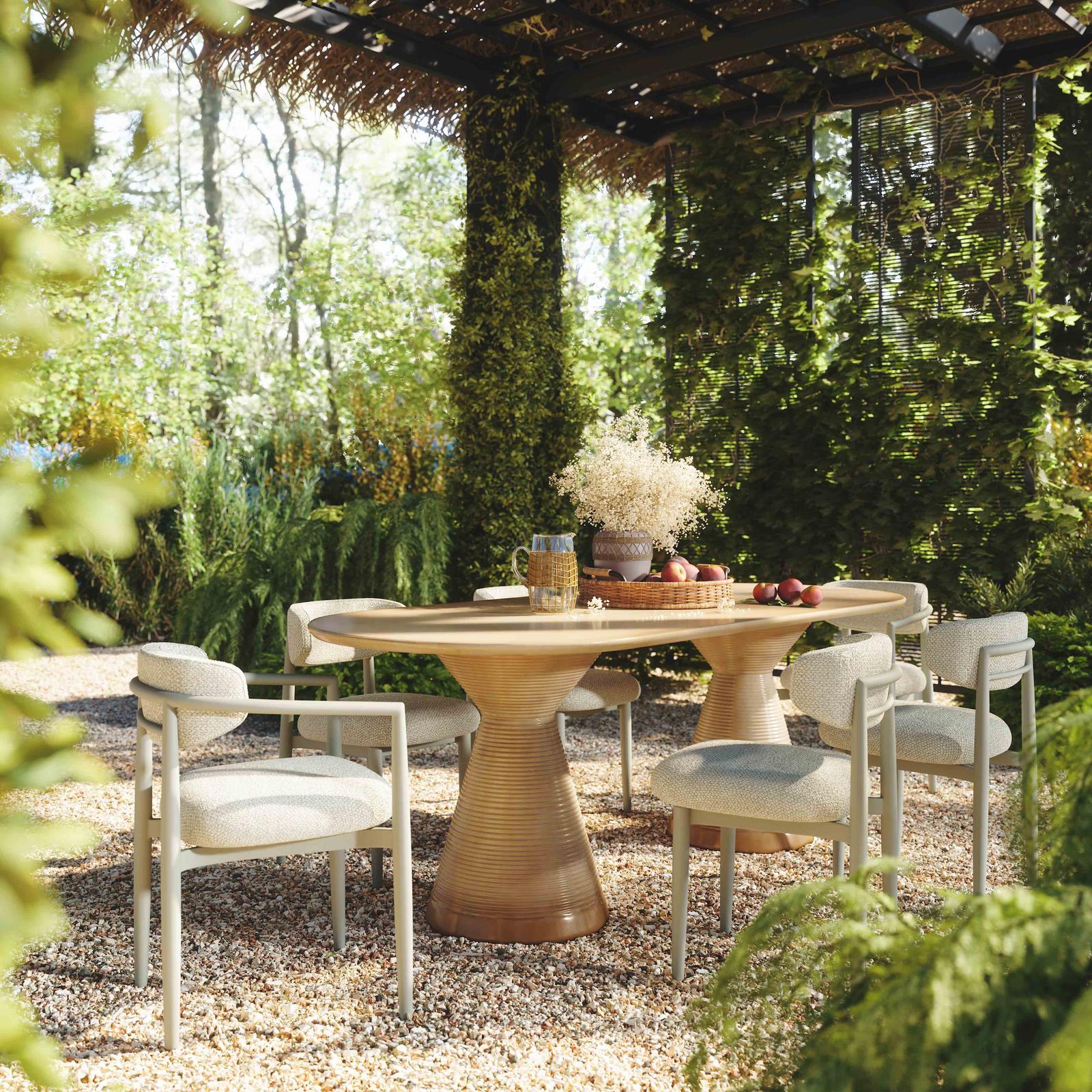 TOV Furniture Annika Textured Contract-Grade Fabric Outdoor Dining Arm Chair