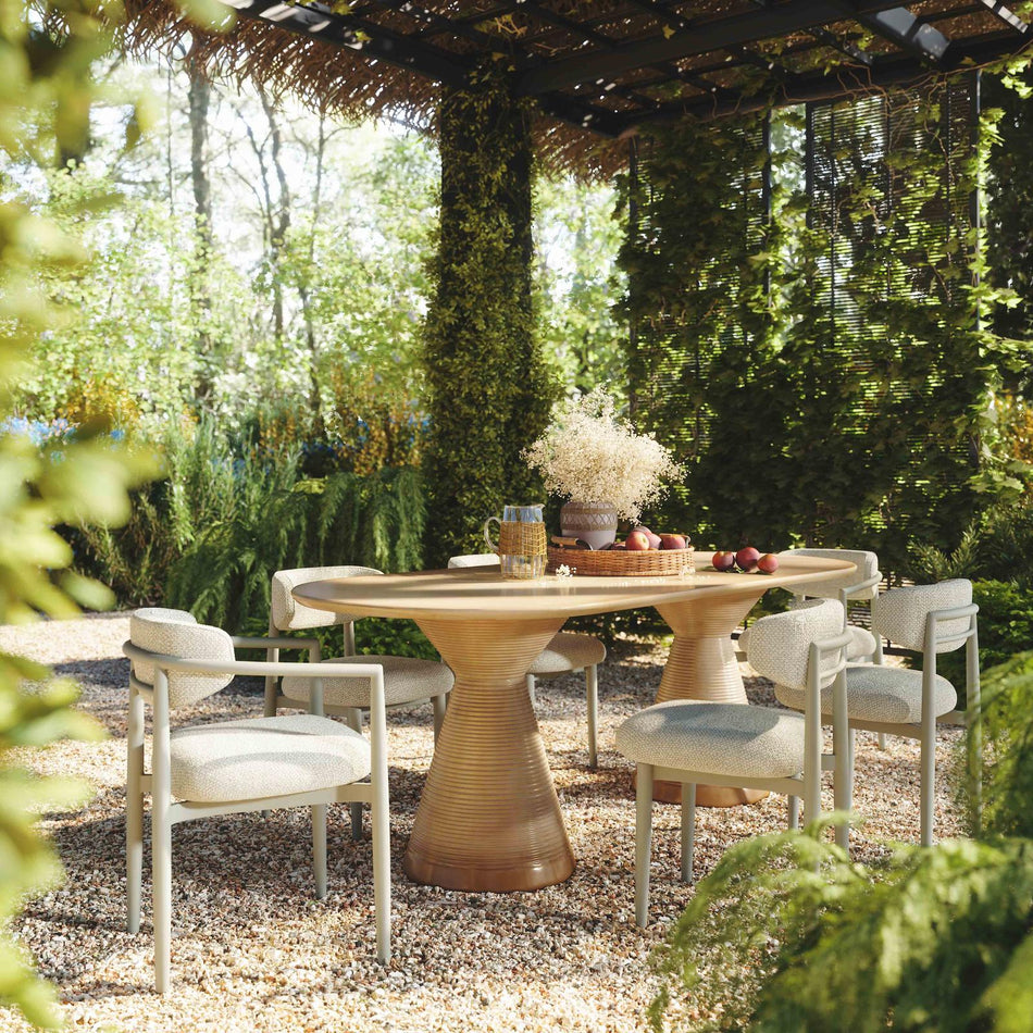 TOV Furniture Annika Textured Contract-Grade Fabric Outdoor Dining Side Chair
