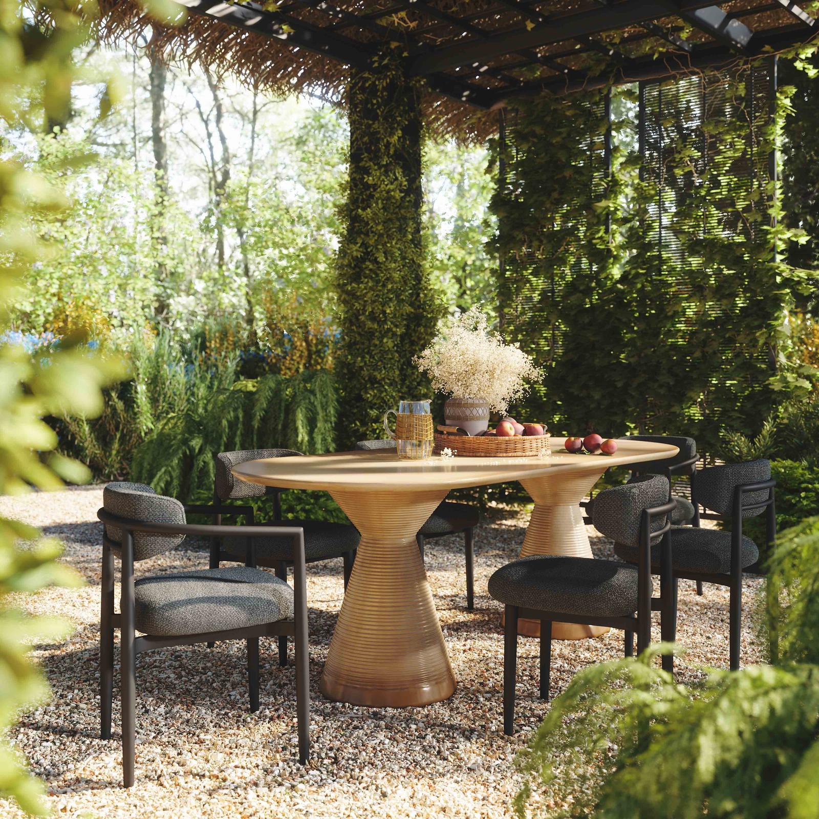 TOV Furniture Annika Textured Contract-Grade Fabric Outdoor Dining Side Chair