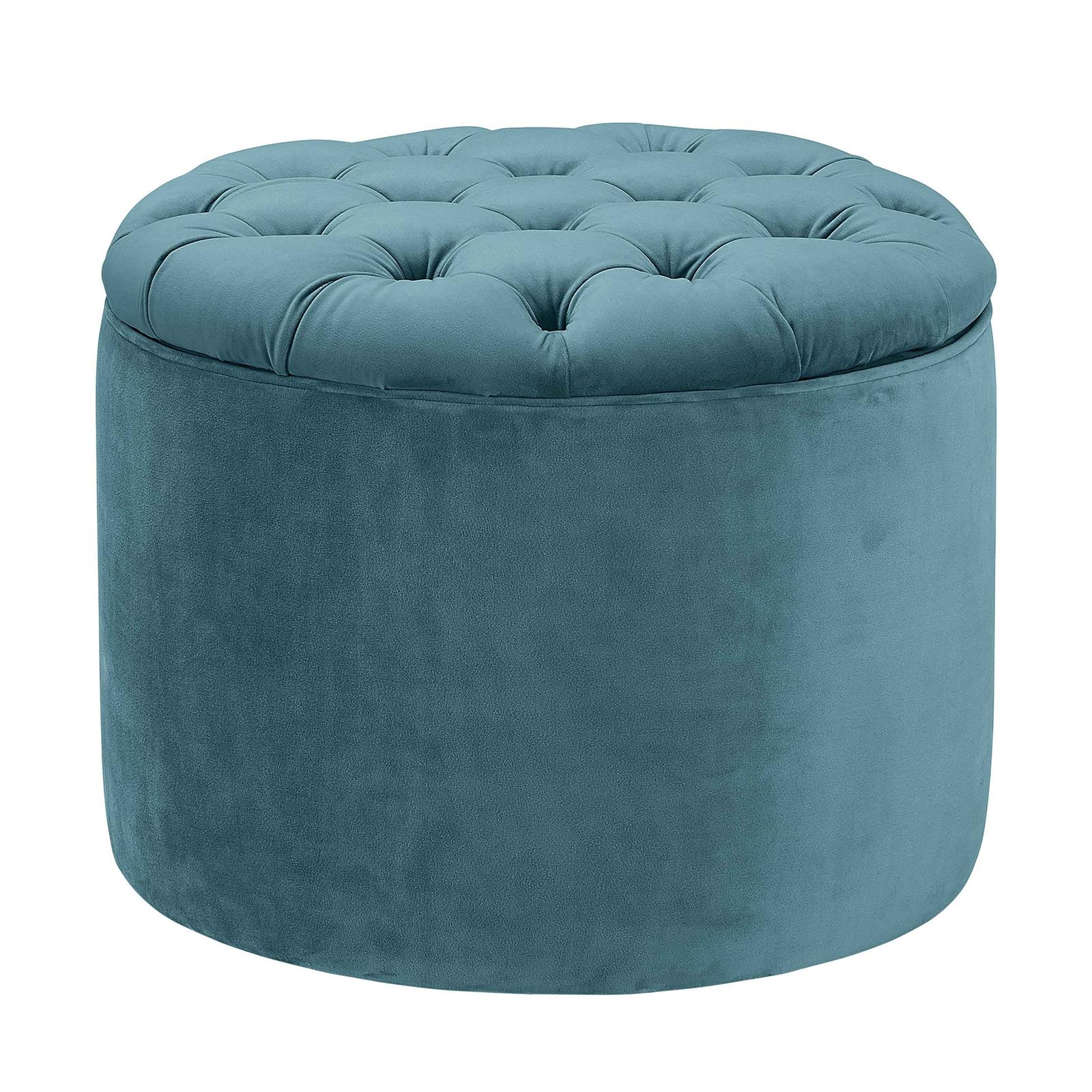 TOV Furniture Queen Performance Velvet Round Storage Ottoman