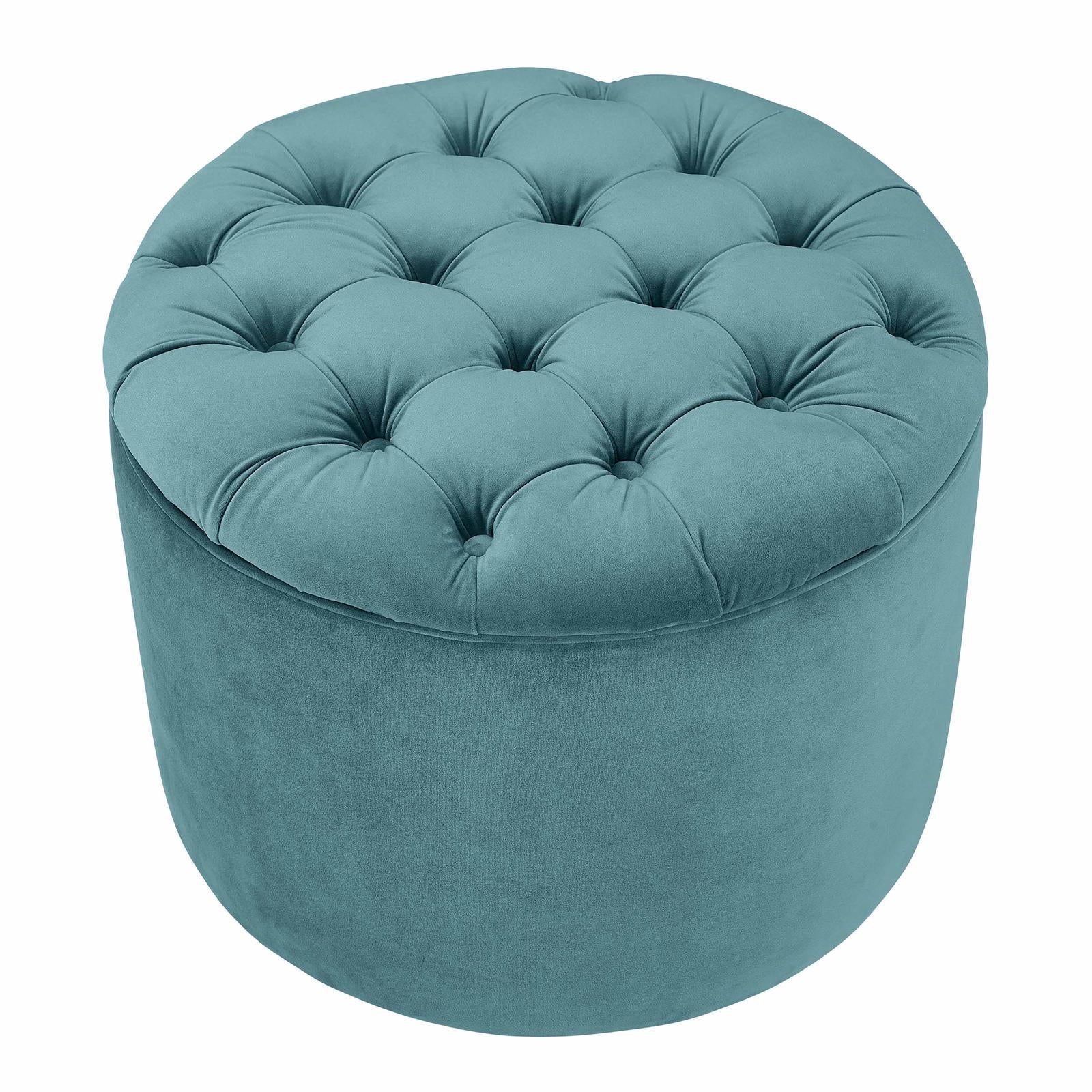 TOV Furniture Queen Performance Velvet Round Storage Ottoman