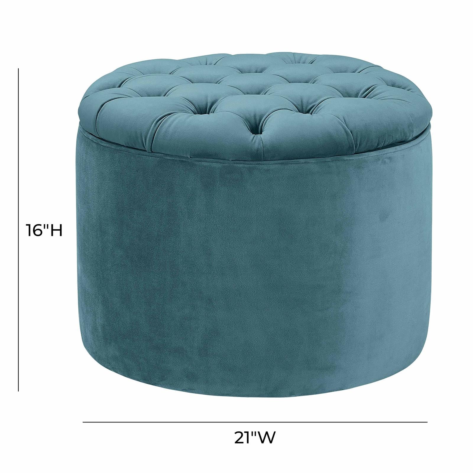 TOV Furniture Queen Performance Velvet Round Storage Ottoman