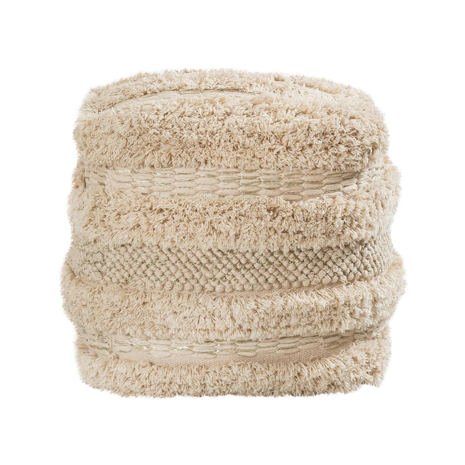 TOV Furniture Yorba Beige Cotton Pouf
