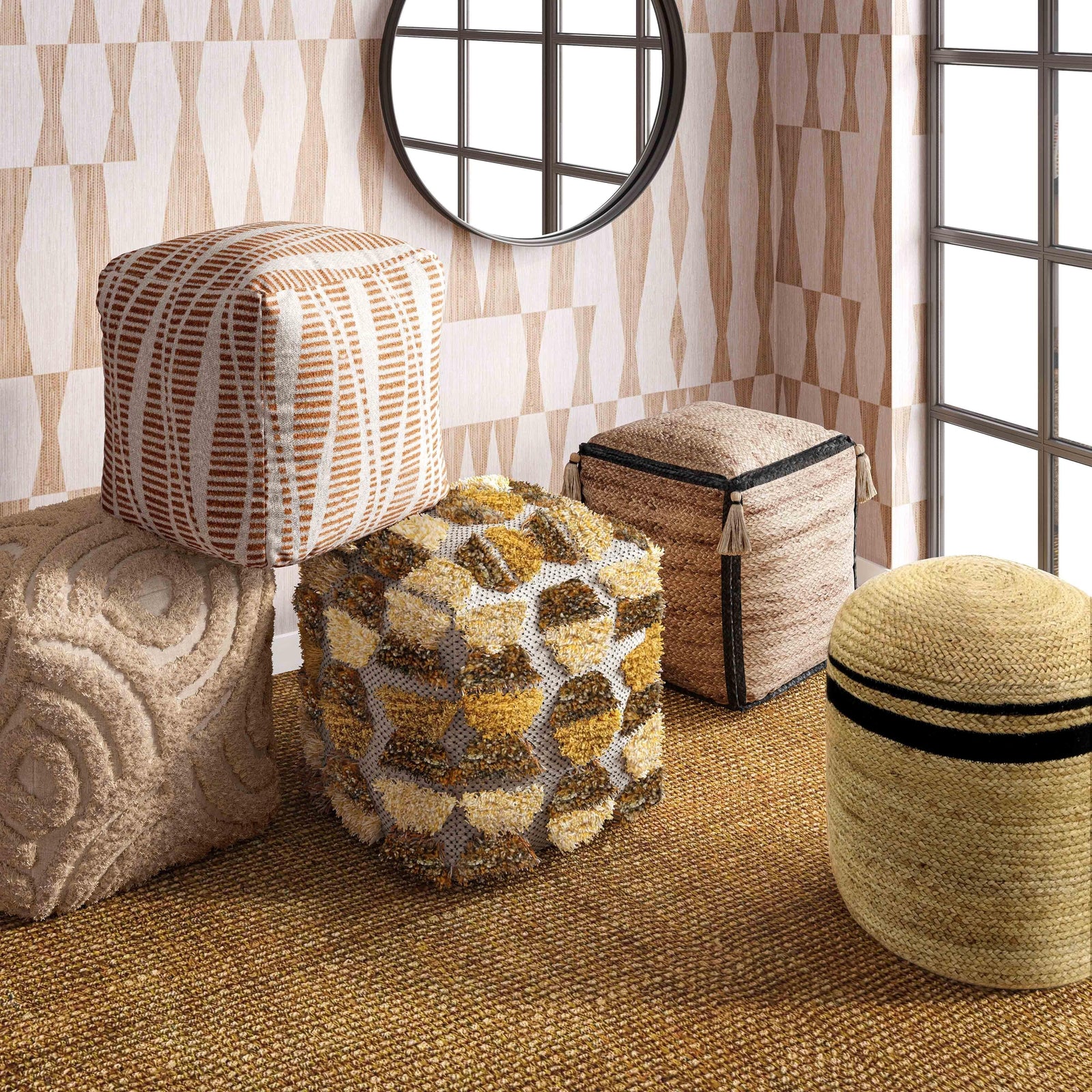 TOV Furniture Ember Woven Pouf