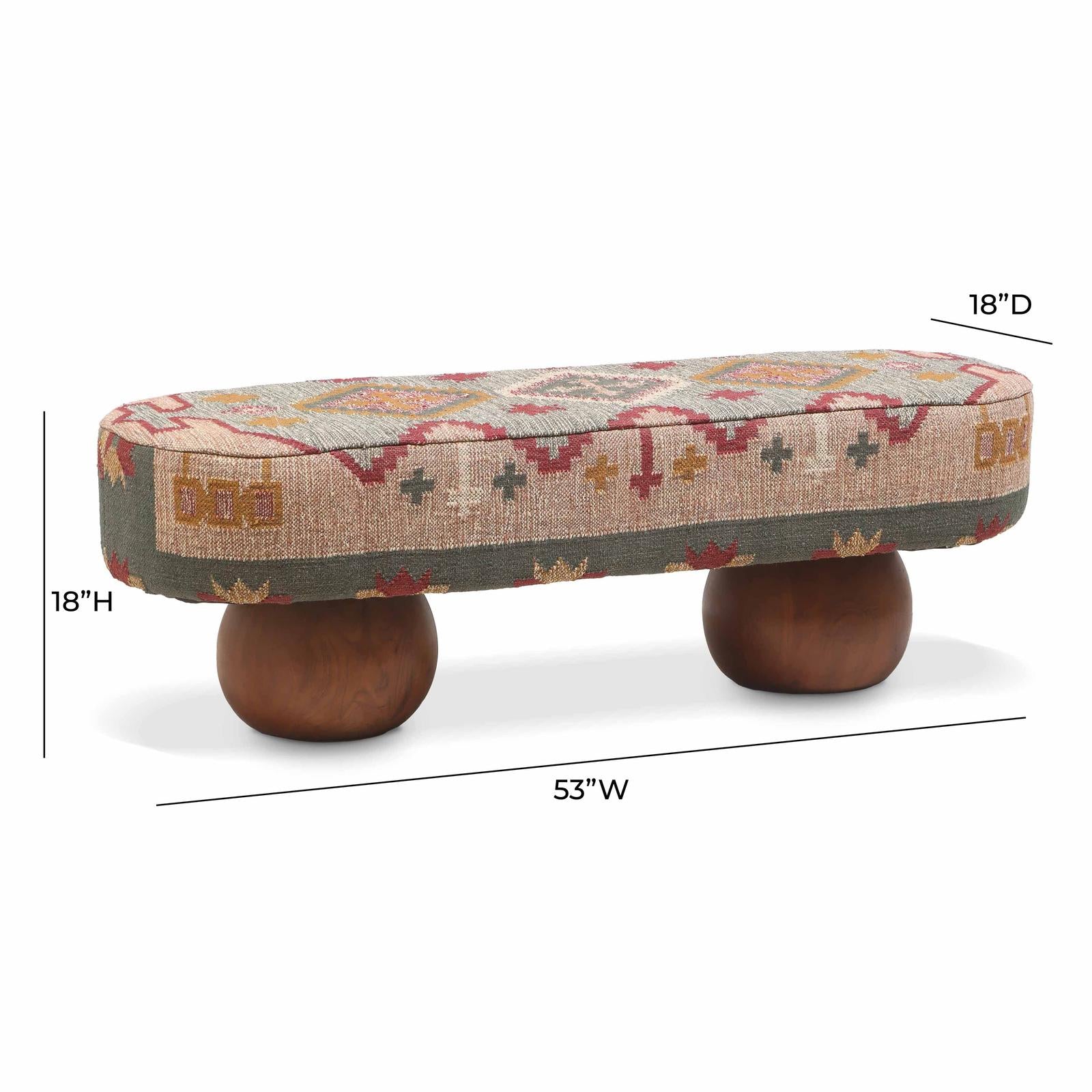 TOV Furniture Rizi Textured Wool Upholstered Bench