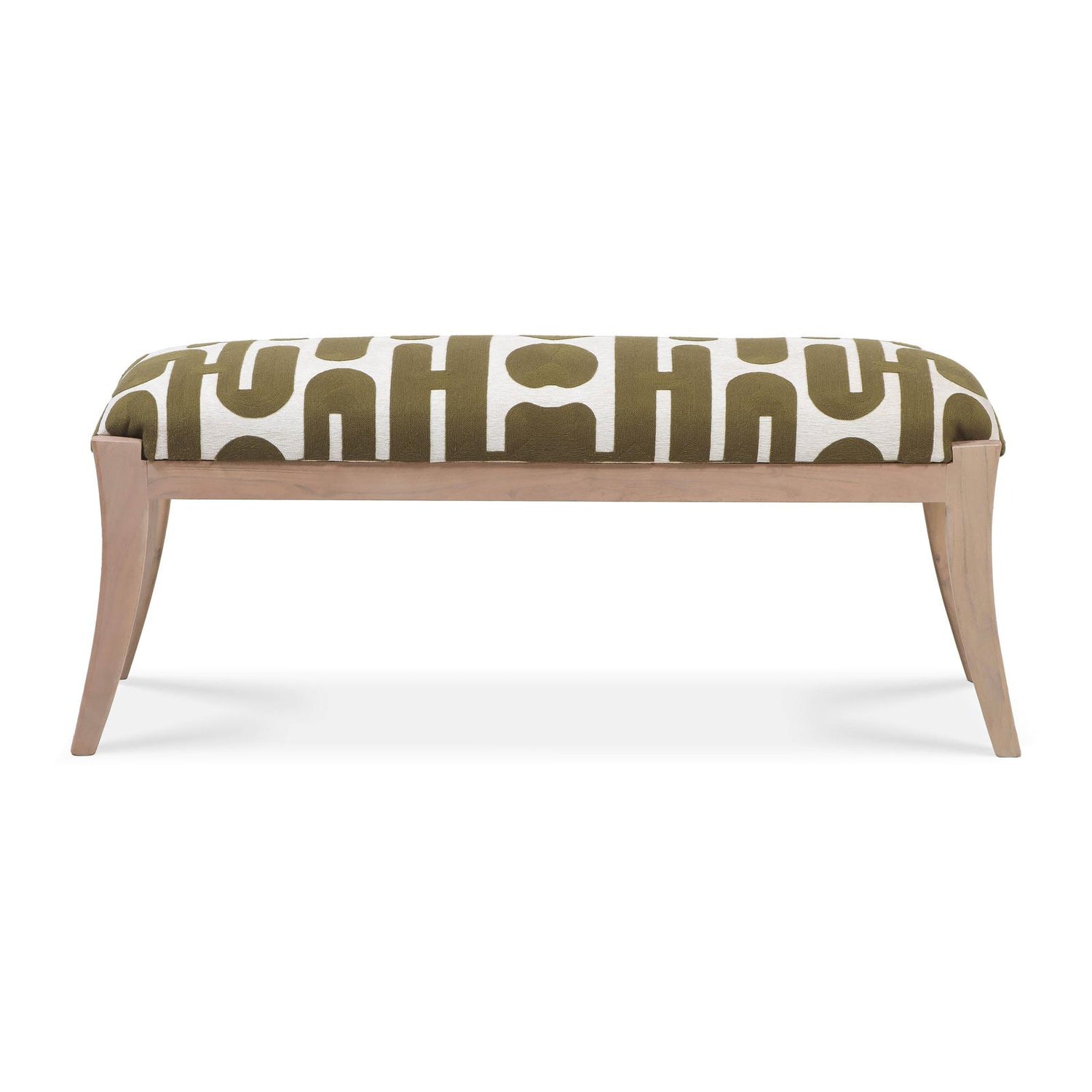 TOV Furniture Arielle Olive & White Embroidered Bench