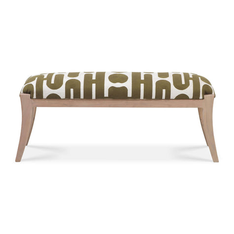 TOV Furniture Arielle Olive & White Embroidered Bench