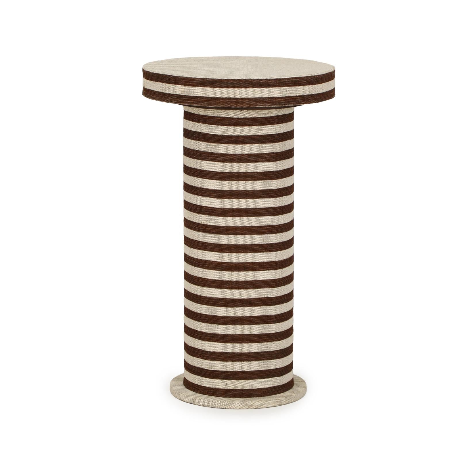 TOV Furniture Lyra Natural Striped Cotton Jute Contract-Grade Side Table