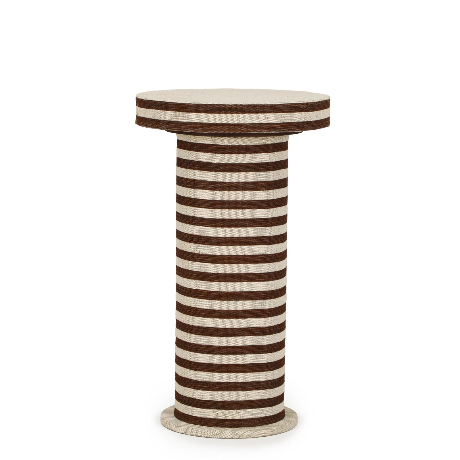 TOV Furniture Lyra Natural Striped Cotton Jute Contract-Grade Side Table